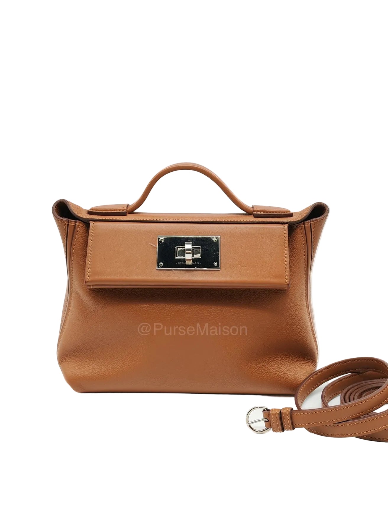Hermes 24/24 Mini 21 in Gold Evercolor Leather Palladium Hardware Stamp U(2022) | Purse Maison Luxury Bags Shop