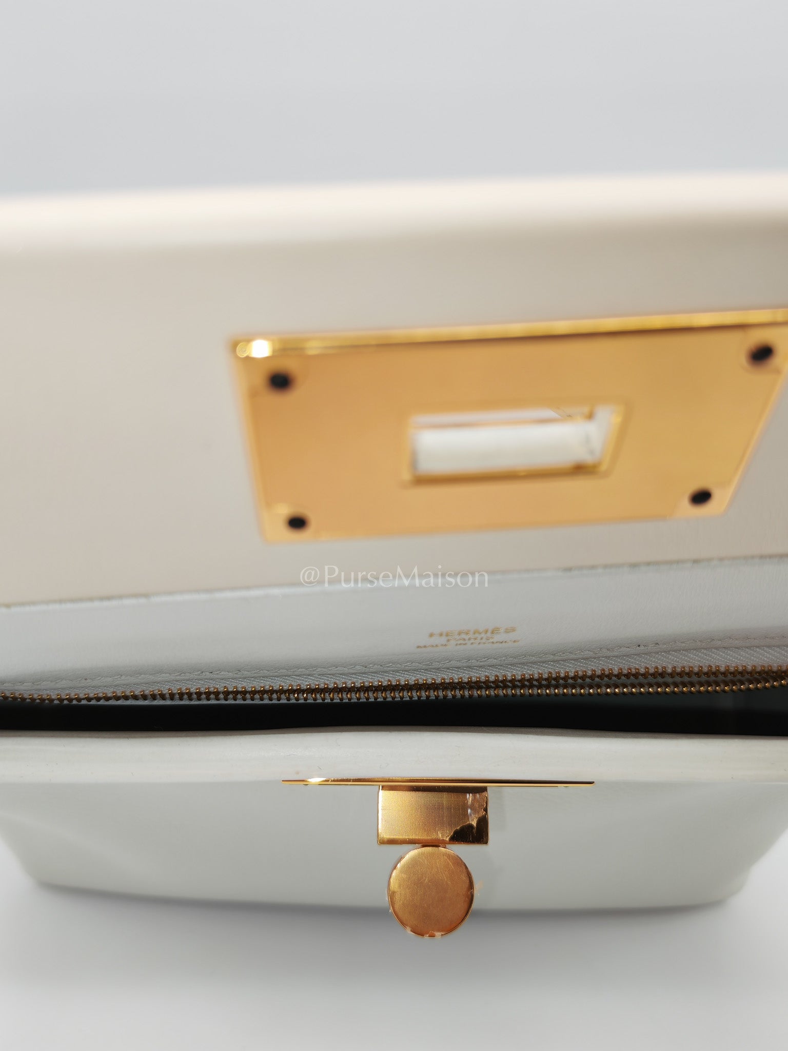 Hermes 24/24 Mini Veau Evercolor/Veau Swift Ay Blanc/Nata and Gold Hardware Stamp Z (2021) | Purse Maison Luxury Bags Shop