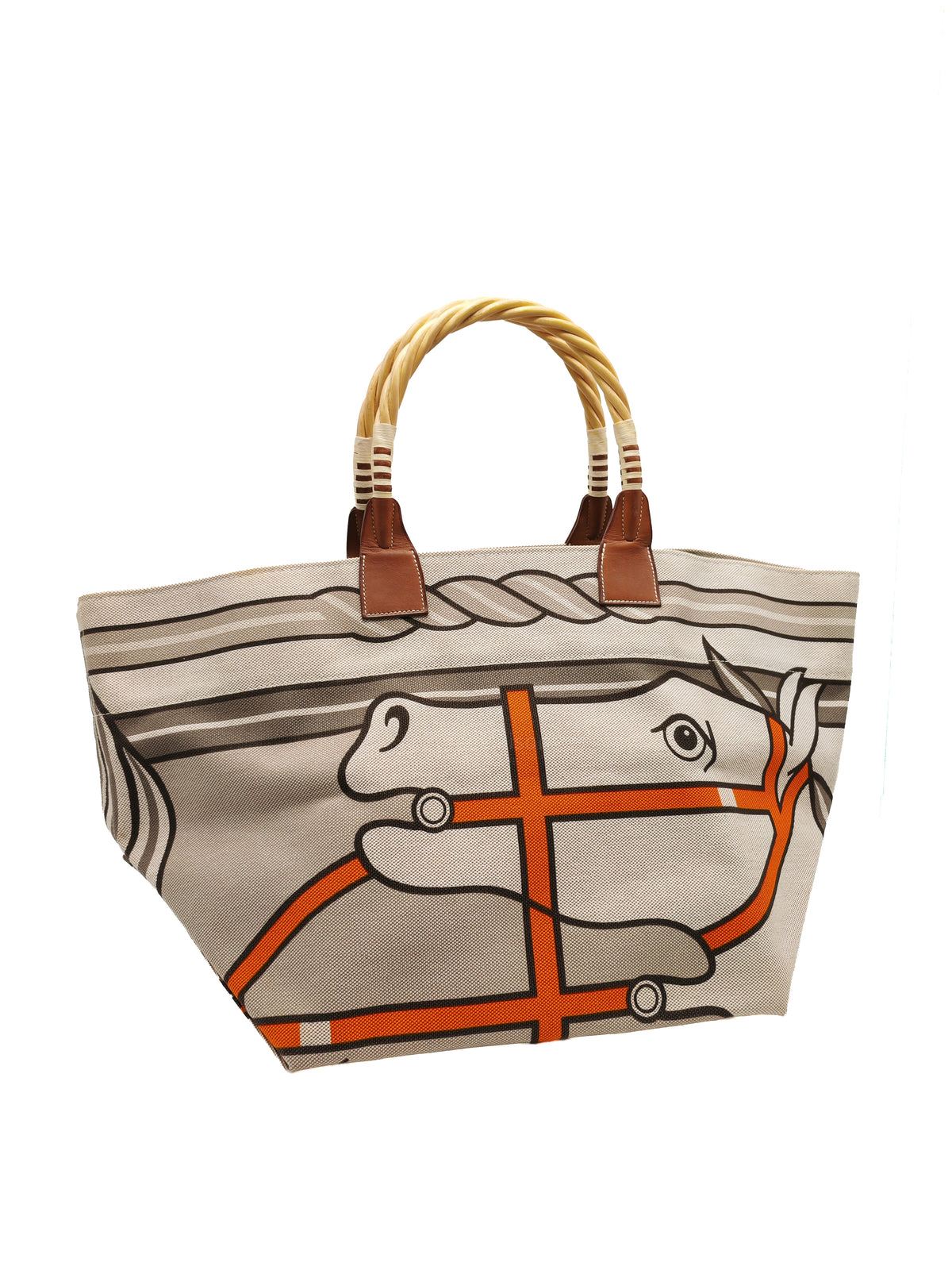 Hermès 31 Ecru Fauves Handbag Tote Bag in Light Beige Multicolor Toile H Canvas Stamp Square O (2011)) | Purse Maison Luxury Bags Shop