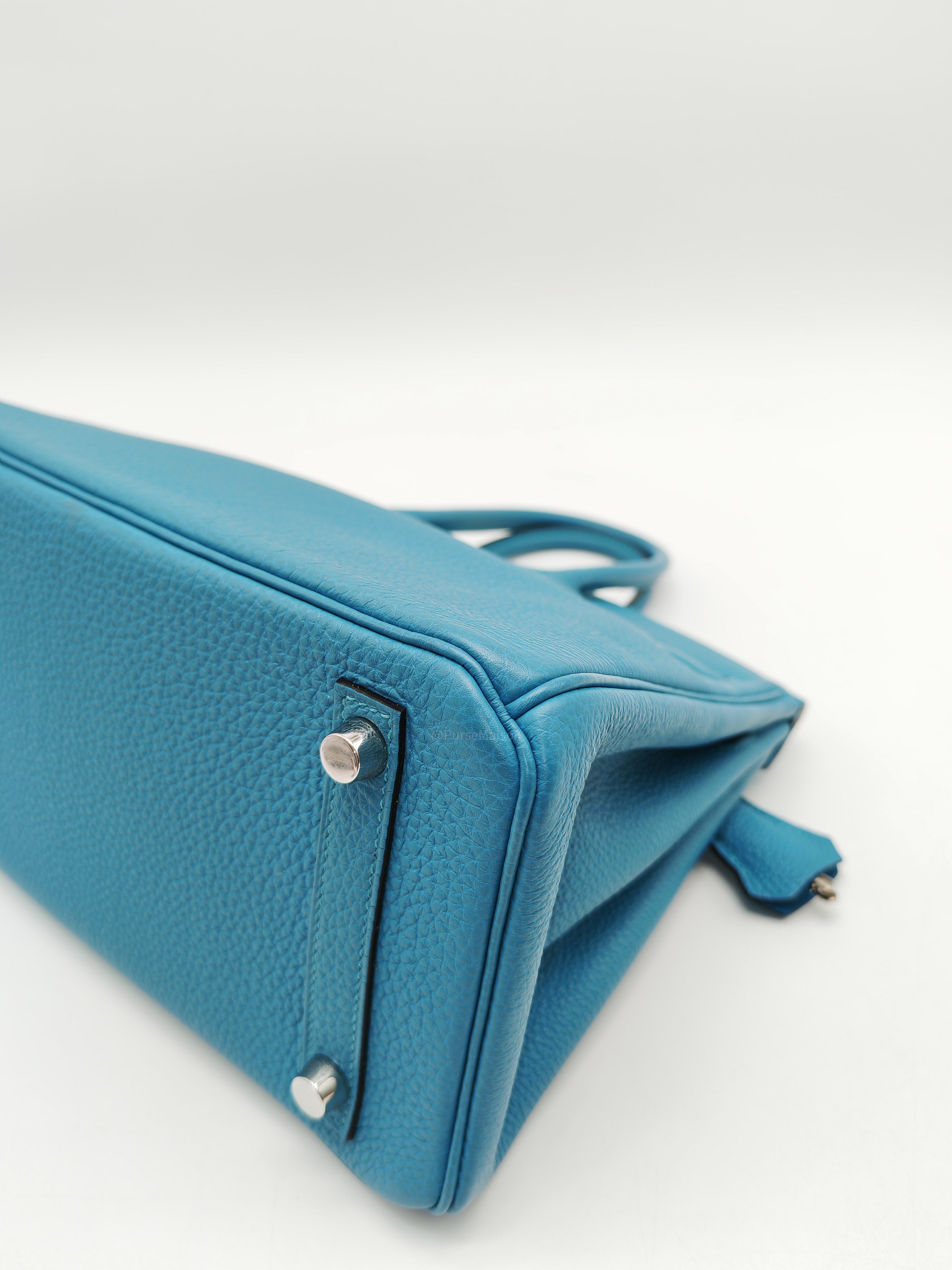 Hermes Birkin 25 in Turquoise Blue Togo Leather Palladium Hardware Stamp C(2018) | Purse Maison Luxury Bags Shop