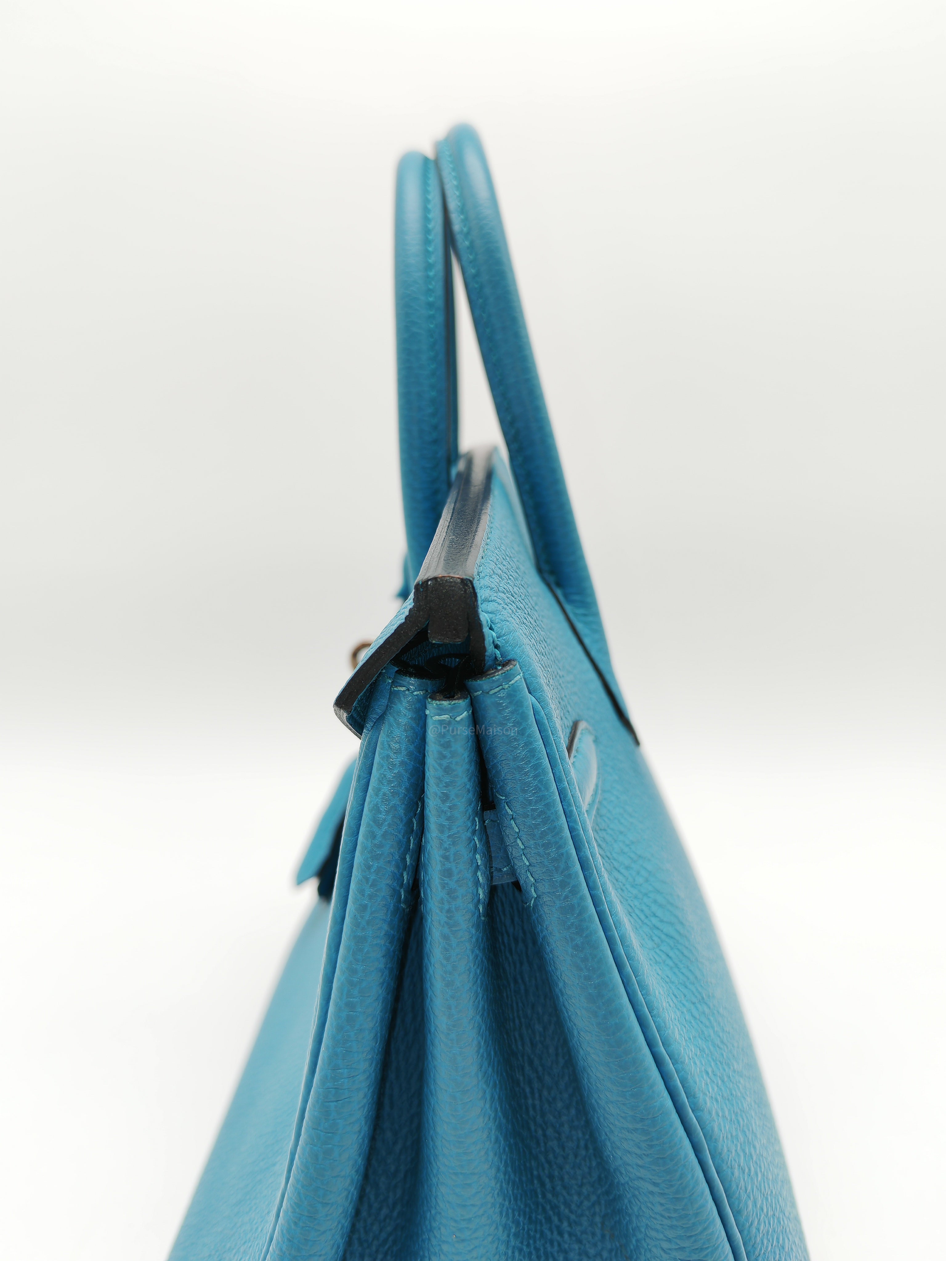 Hermes Birkin 25 in Turquoise Blue Togo Leather Palladium Hardware Stamp C(2018) | Purse Maison Luxury Bags Shop