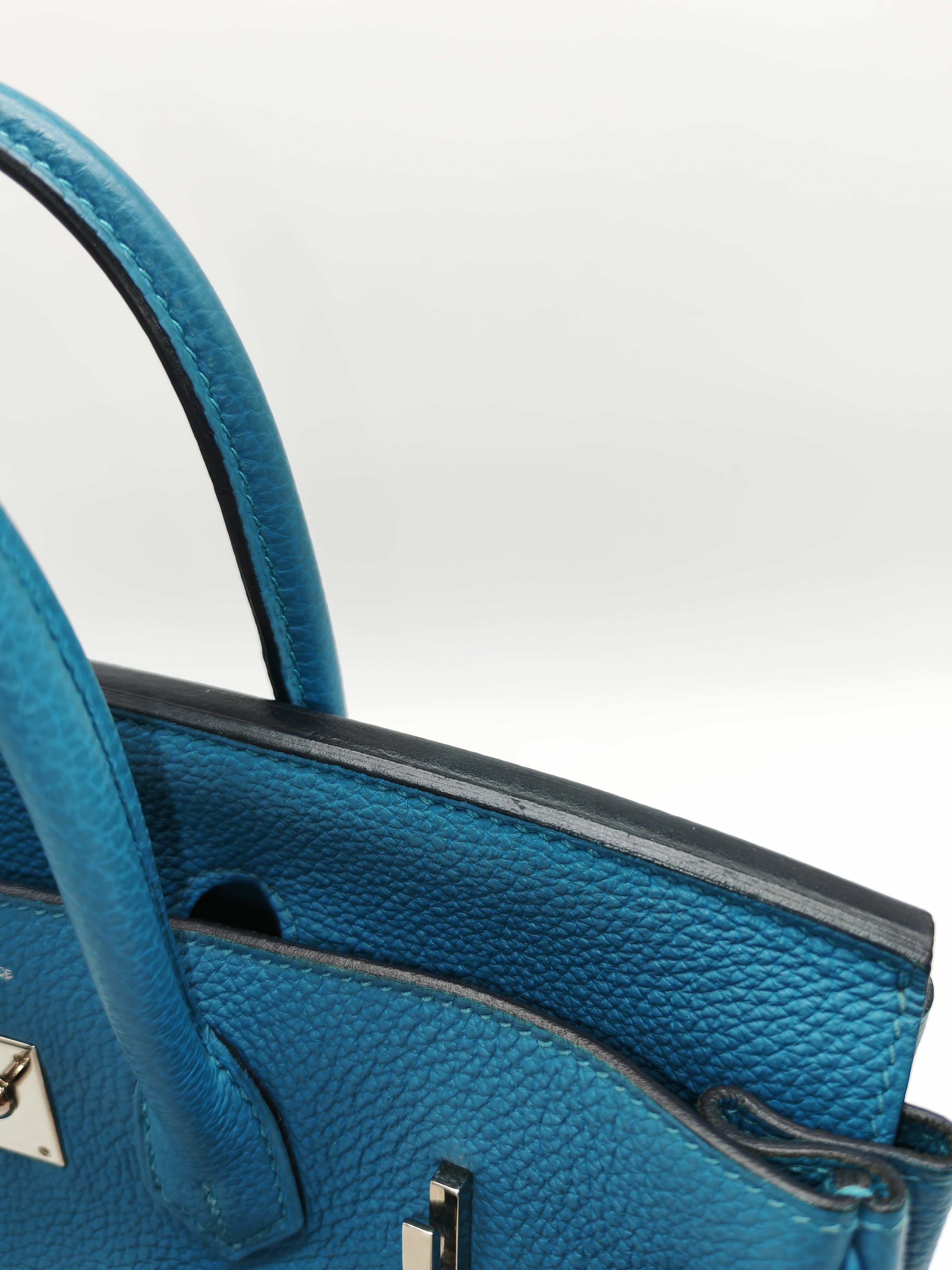 Hermes Birkin 25 in Turquoise Blue Togo Leather Palladium Hardware Stamp C(2018) | Purse Maison Luxury Bags Shop