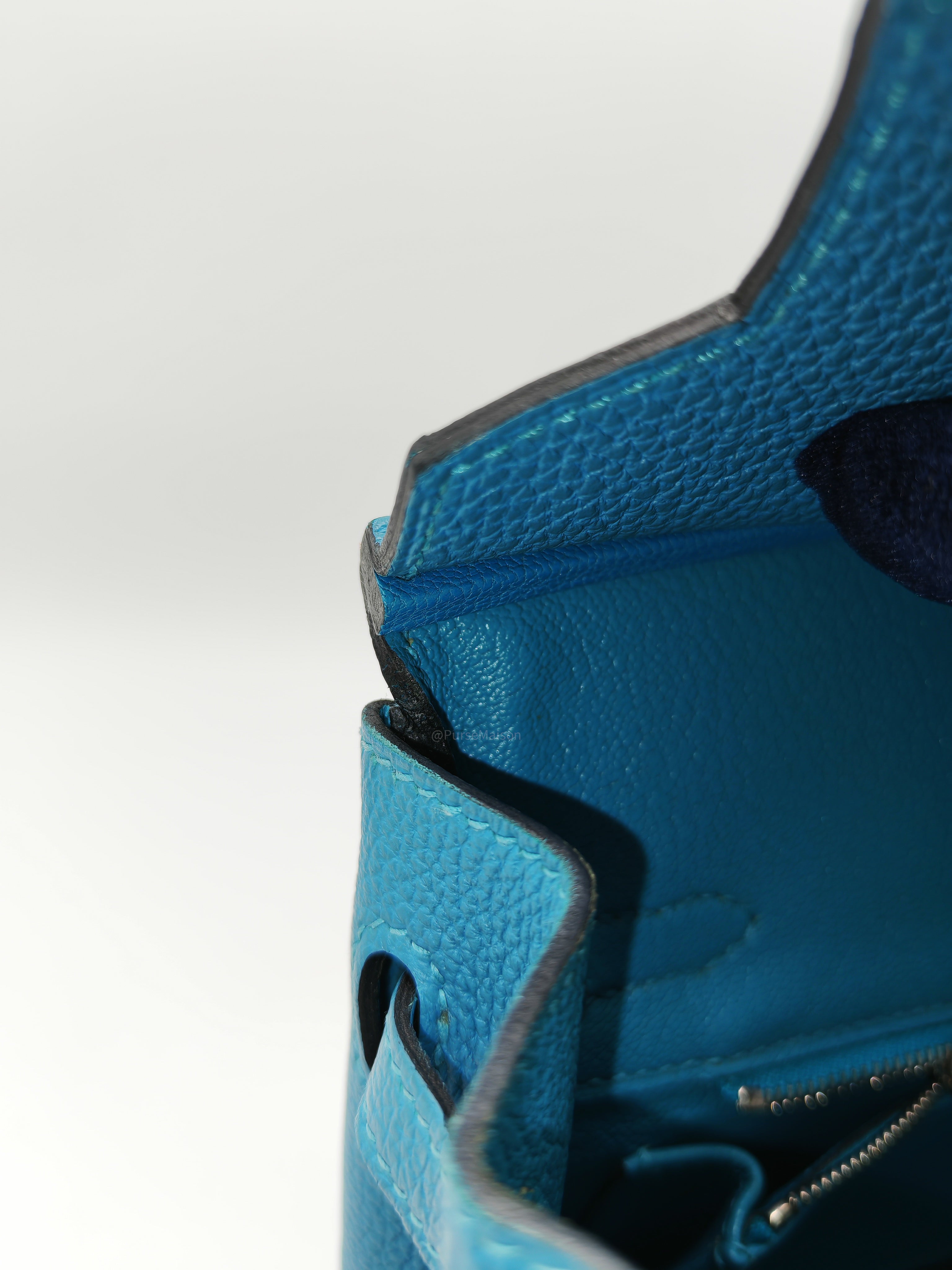 Hermes Birkin 25 in Turquoise Blue Togo Leather Palladium Hardware Stamp C(2018) | Purse Maison Luxury Bags Shop