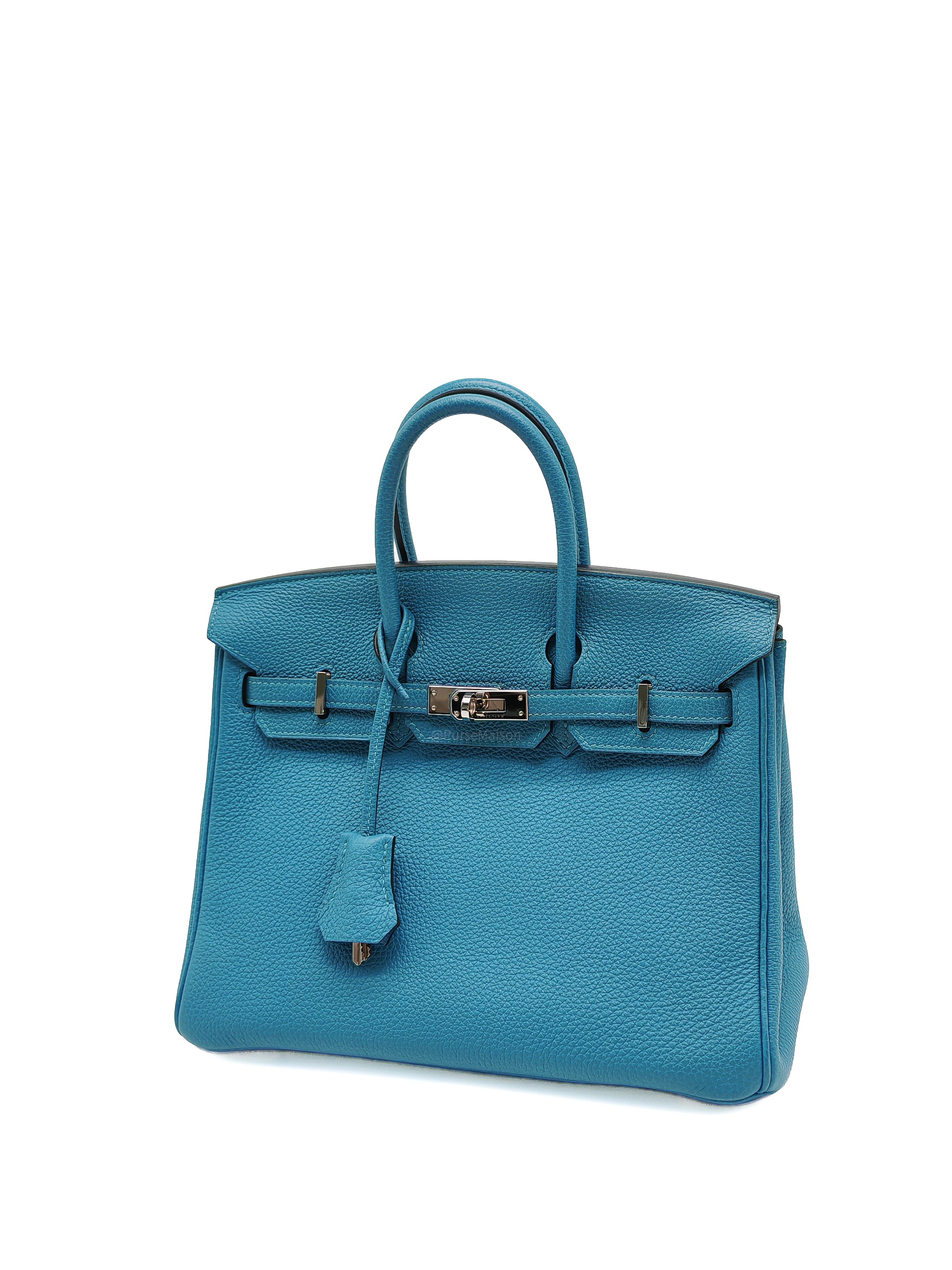 Hermes Birkin 25 in Turquoise Blue Togo Leather Palladium Hardware Stamp C(2018) | Purse Maison Luxury Bags Shop