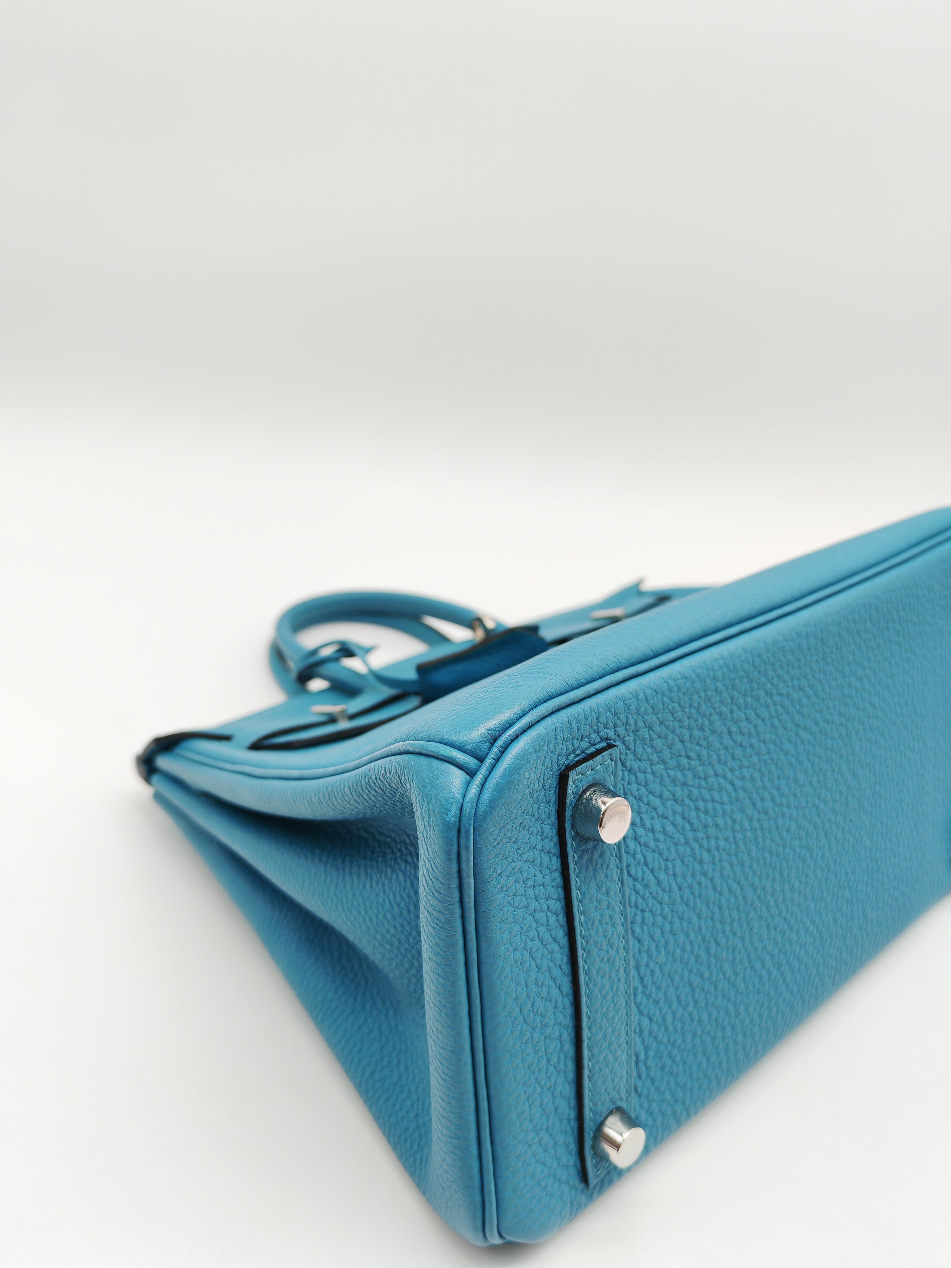Hermes Birkin 25 in Turquoise Blue Togo Leather Palladium Hardware Stamp C(2018) | Purse Maison Luxury Bags Shop