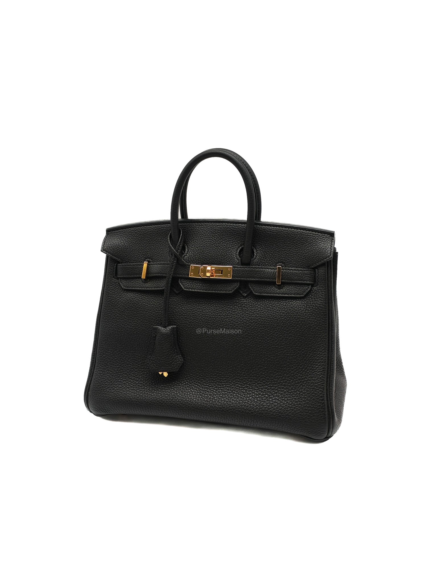 Hermes Birkin 25 Retourne in Black Togo Leather and Rose Gold Hardware Stamp D (2019) | Purse Maison Luxury Bags Shop