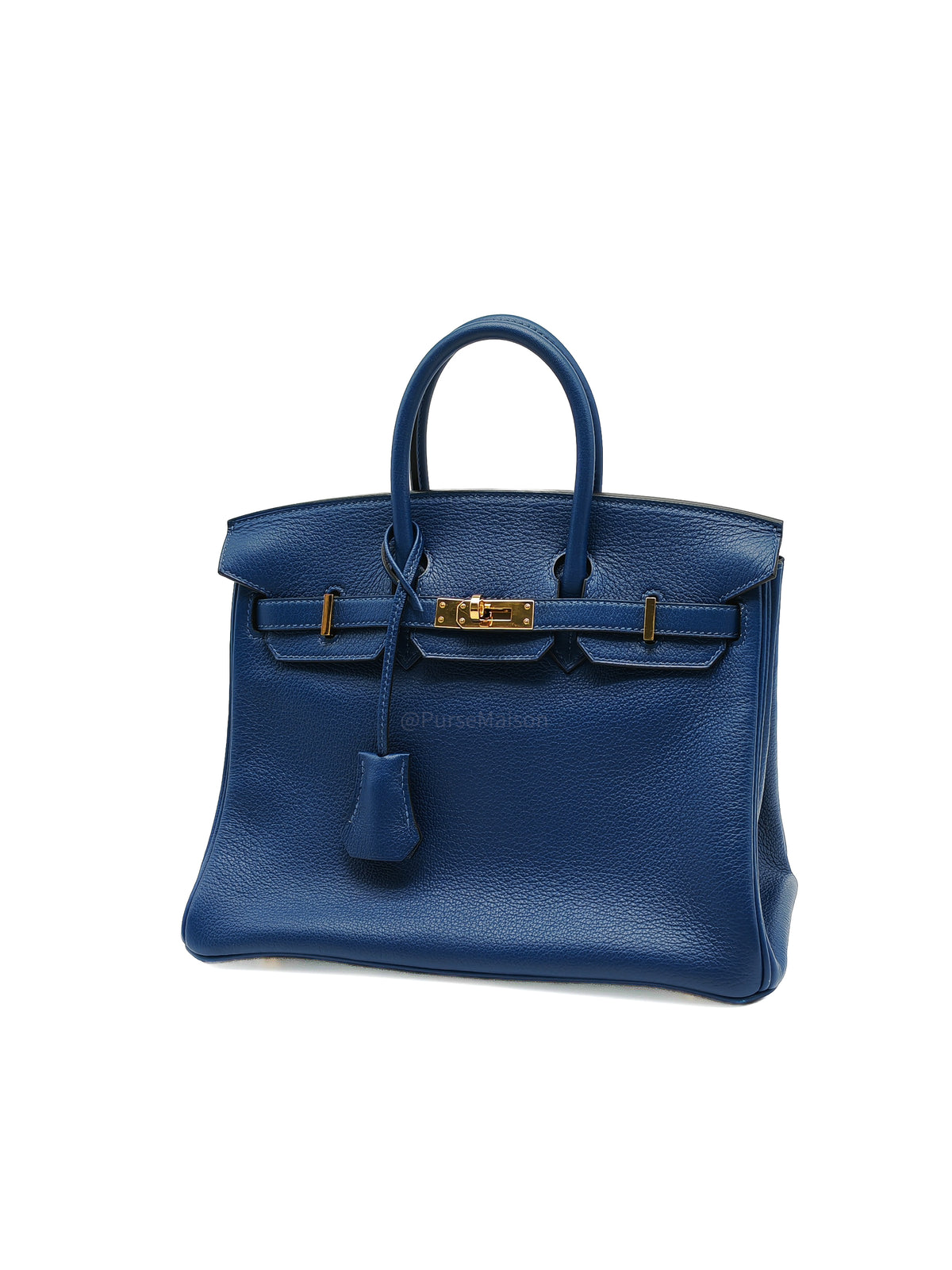 Hermes Birkin 25 Retourne in Bleu Saphire Taurillon Navillo Leather Gold Hardware Stamp D(2019) | Purse Maison Luxury Bags Shop
