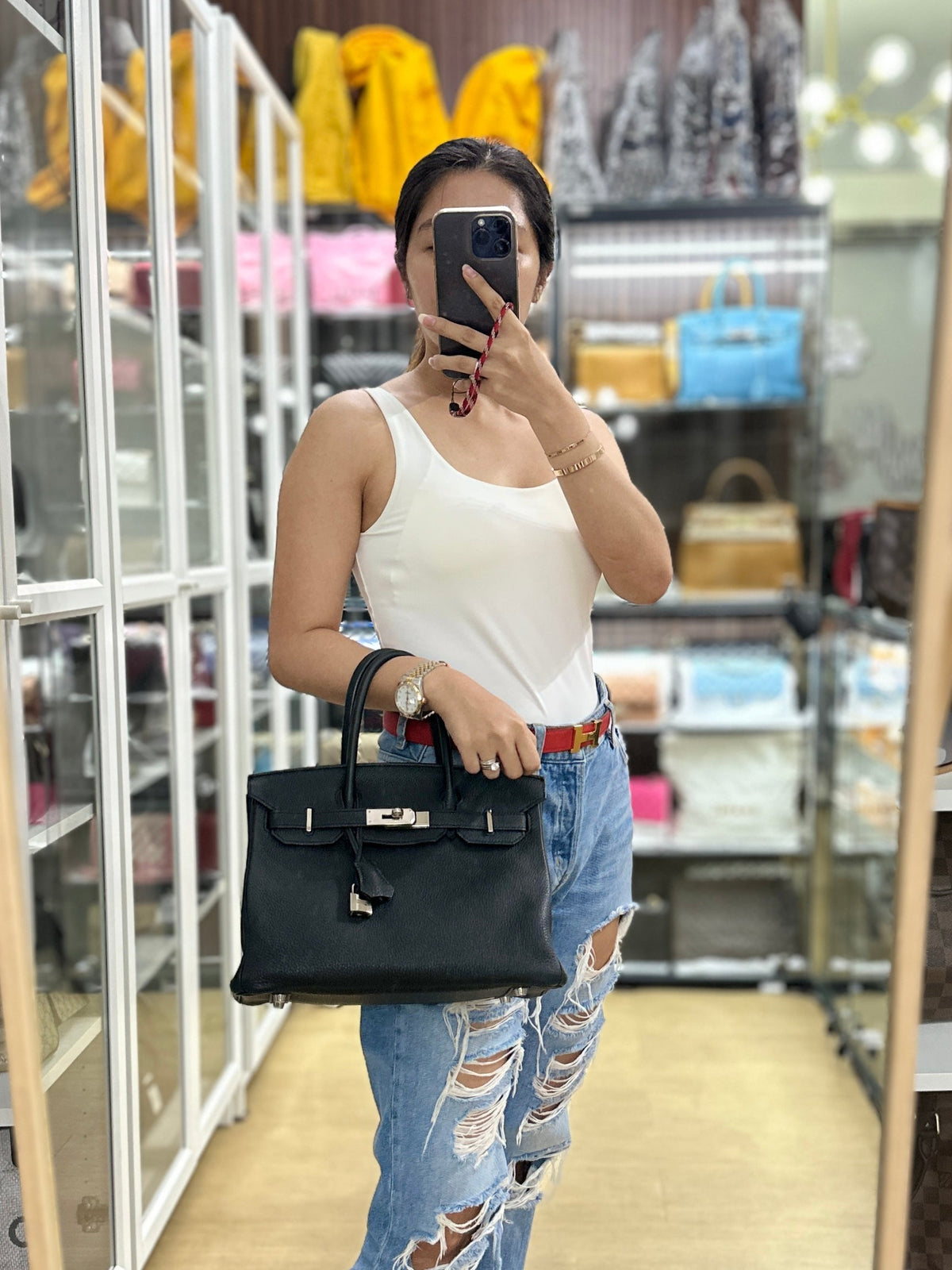 Hermes Birkin 30 Black Togo Leather in Palladium Hardware Stamp Square R | Purse Maison Luxury Bags Shop