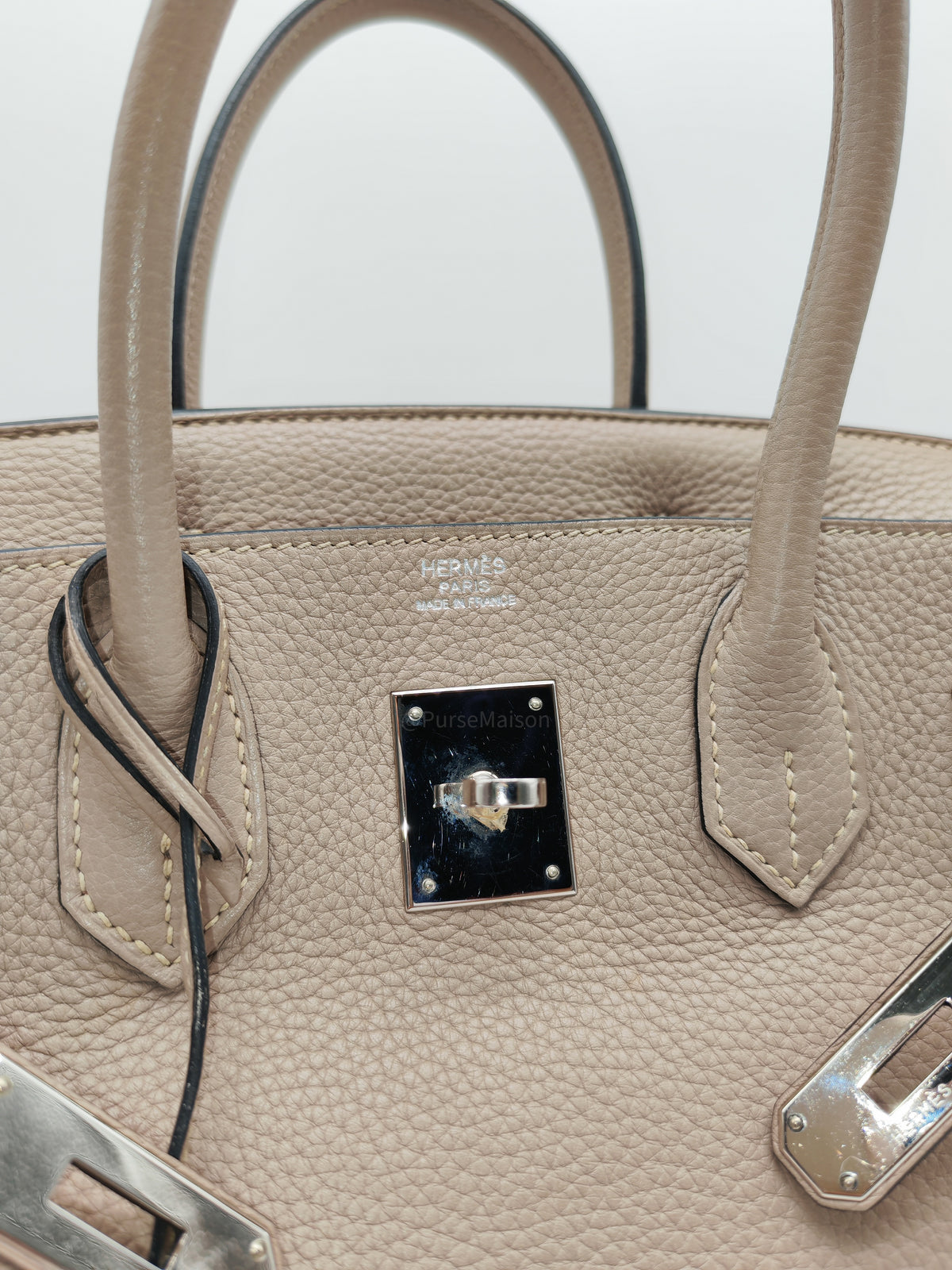 Hermes Birkin 30 in Gris Asphalte Clemence Leather Palladium Hardware Stamp Square O (2011) | Purse Maison Luxury Bags Shop