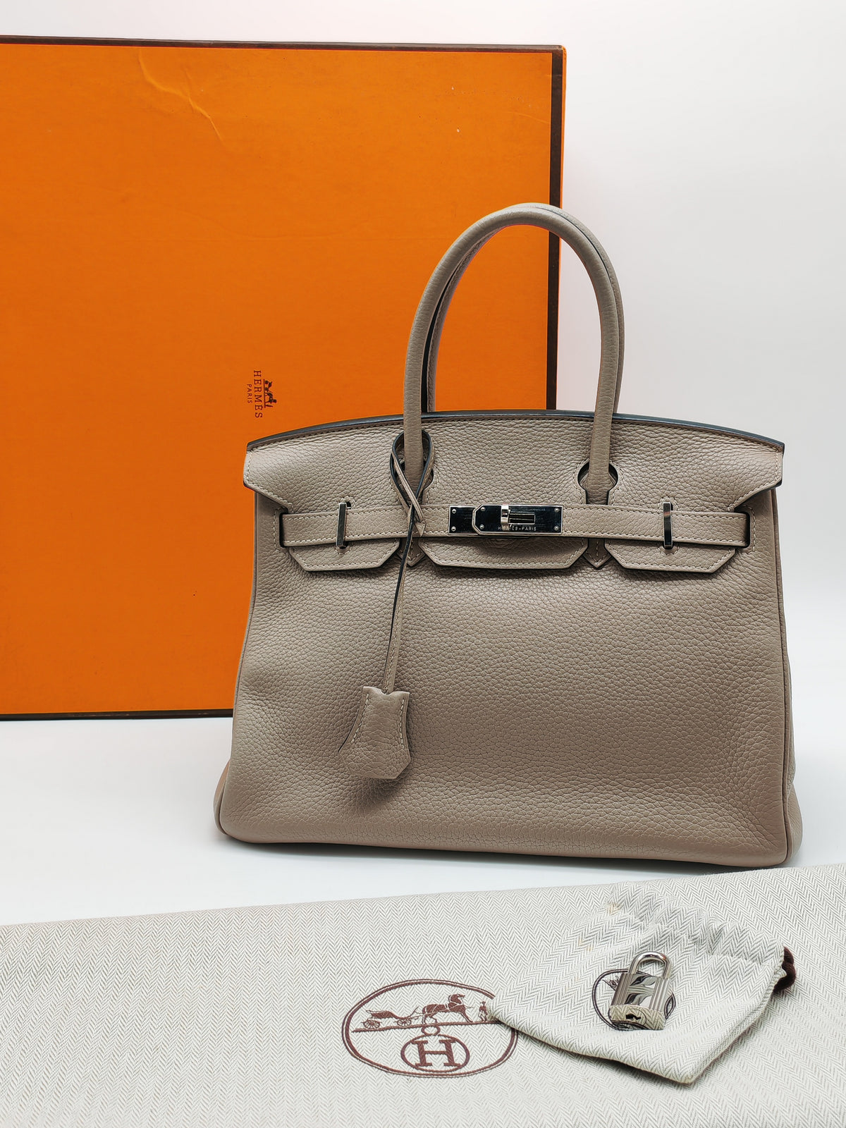 Hermes Birkin 30 in Gris Asphalte Clemence Leather Palladium Hardware Stamp Square O (2011) | Purse Maison Luxury Bags Shop