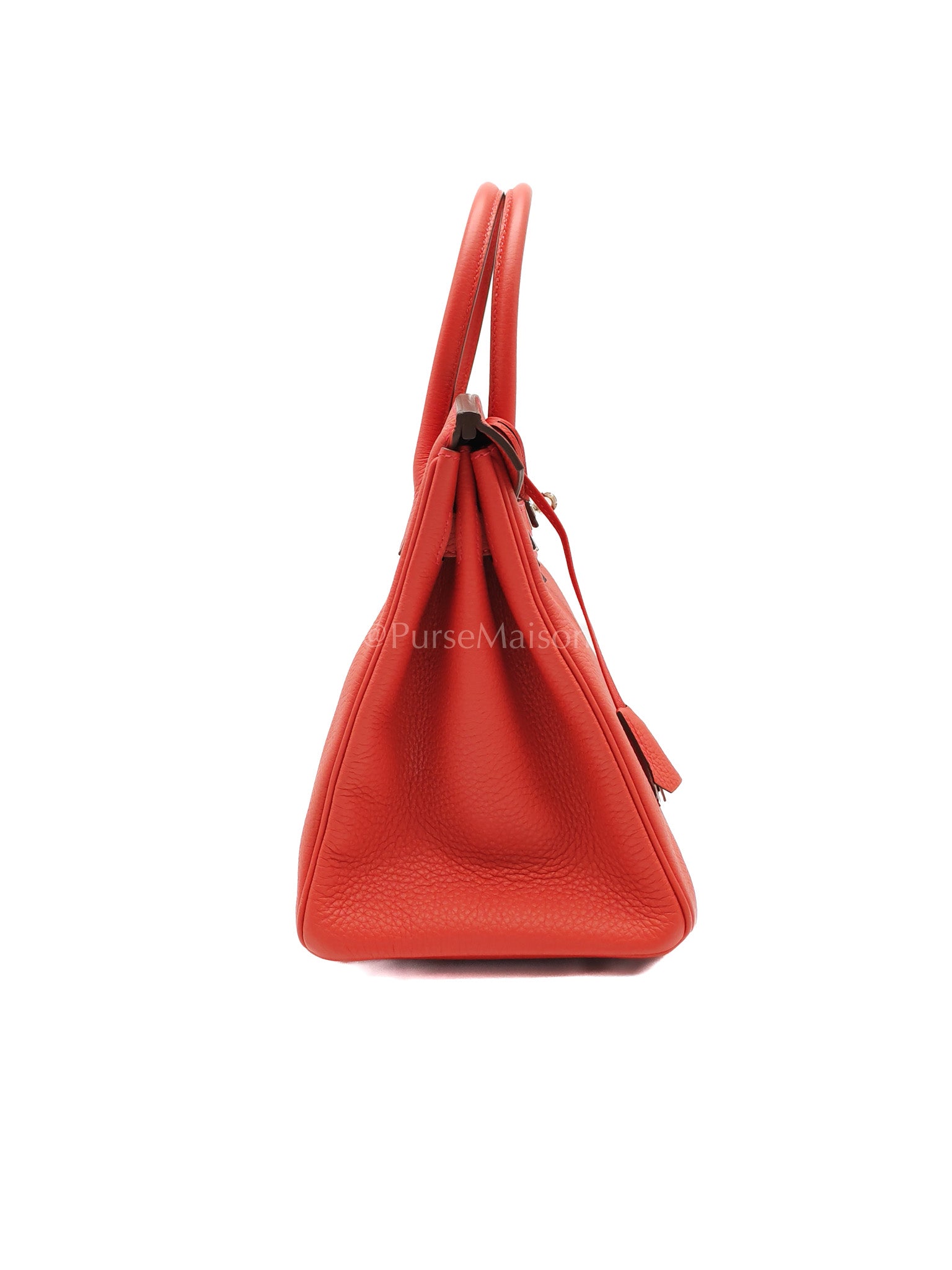Birkin 30 in Rouge Pivoine Togo Leather Palladium Hardware Stamp A(2017) | Purse Maison Luxury Bags Shop