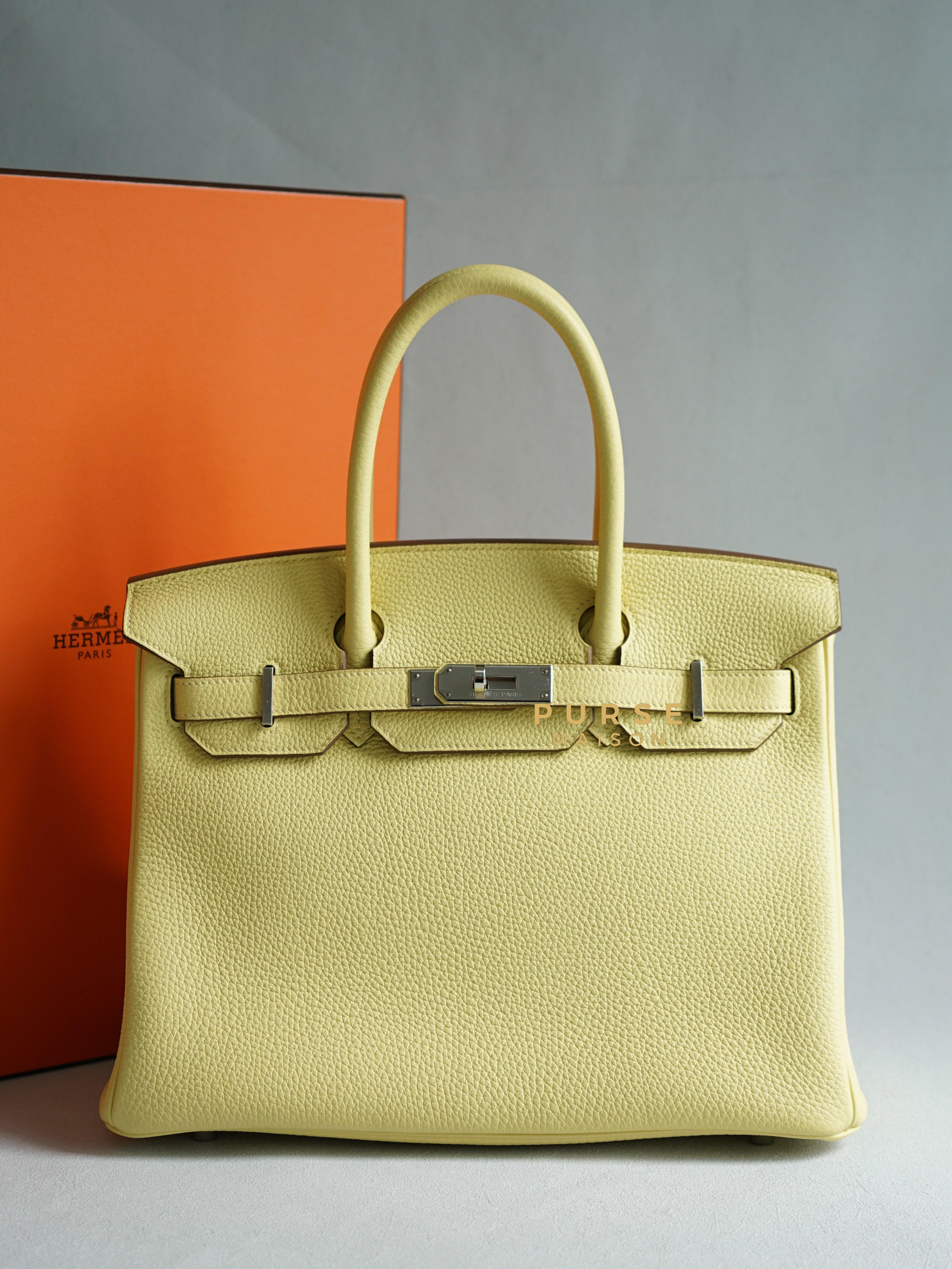 Hermes Birkin 30 Jaune Poussin Togo and Palladium Hardware (Stamp U) | Purse Maison Luxury Bags Shop