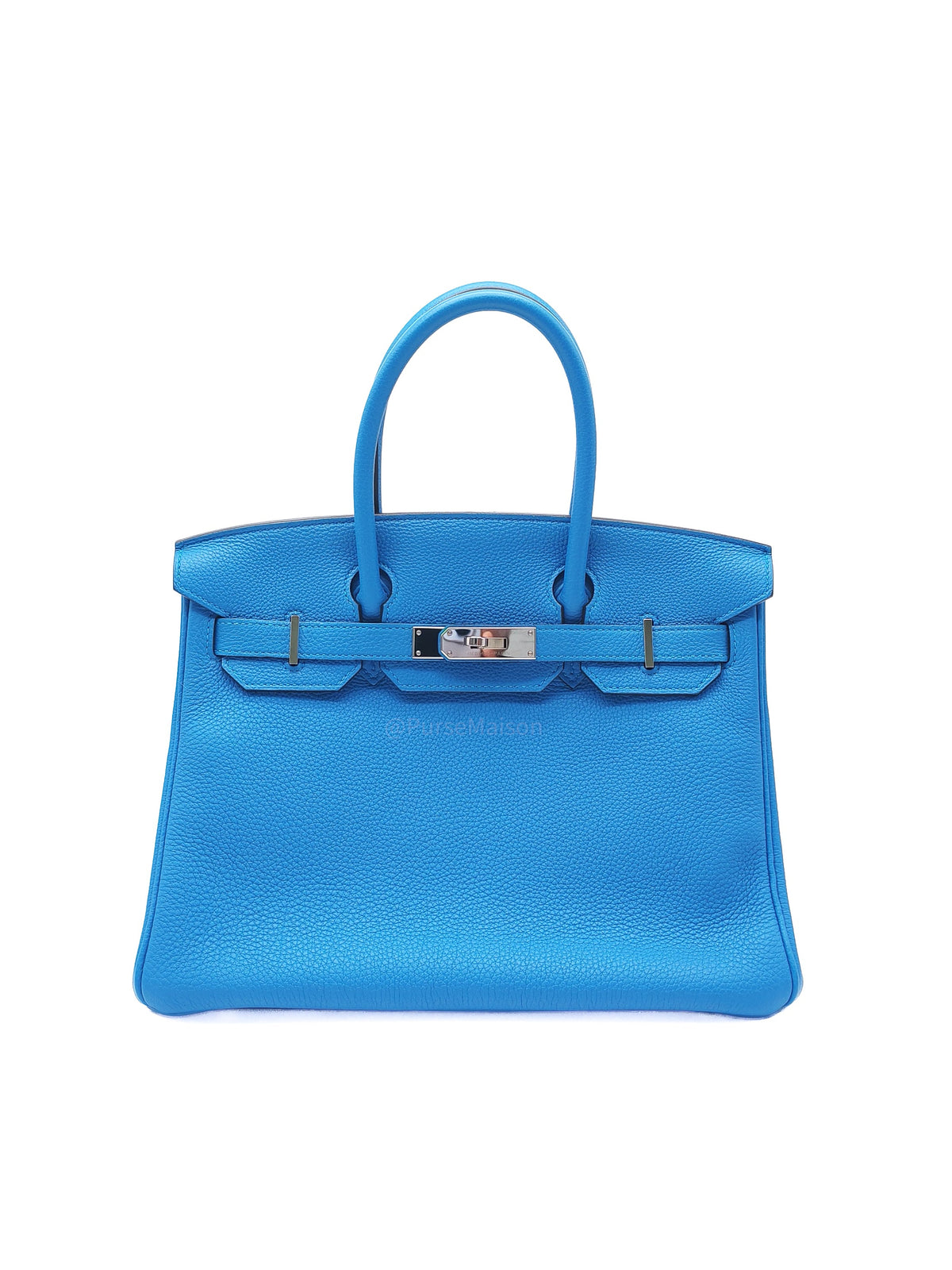 Hermes Birkin 30 Retourne Dual Color in Blue Zanzibar Verso and Milachite Togo Leather Palladium Hardware Stamp A(2017) | Purse Maison Luxury Bags Shop