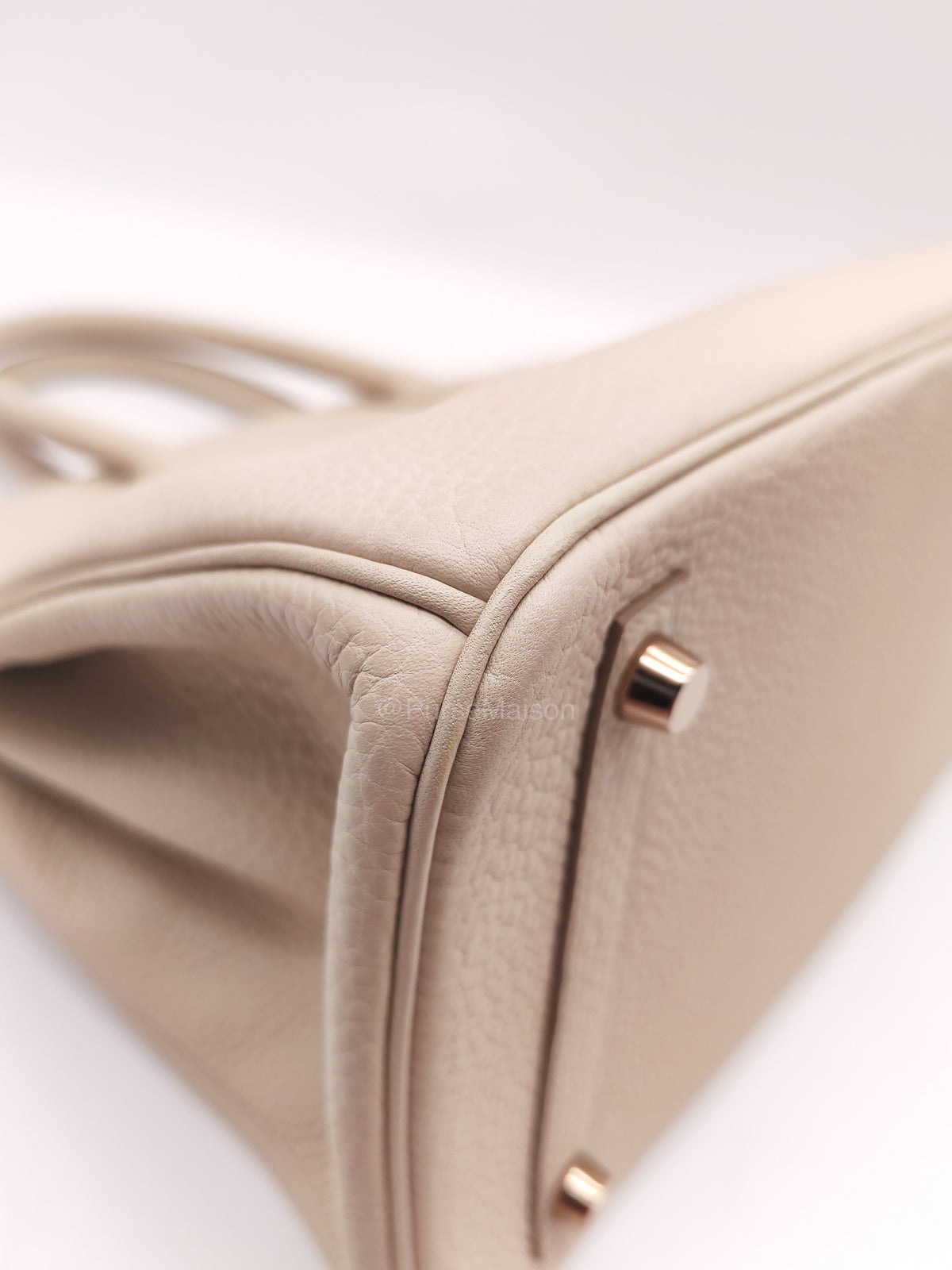 Hermes Birkin 30 Retourne in Nata Clemence Leather and Rose Gold Hardware Stamp D (2019) | Purse Maison Luxury Bags Shop