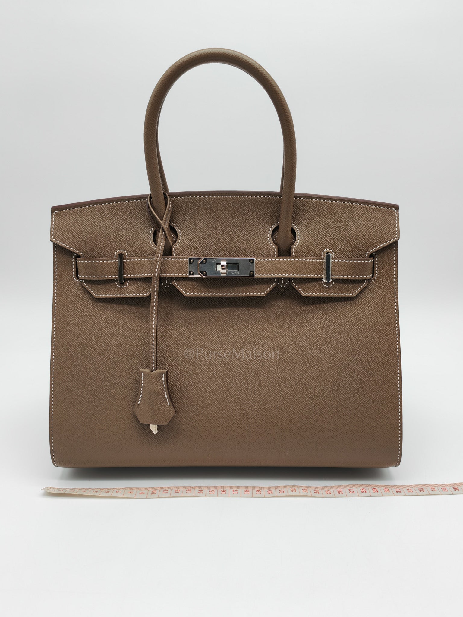 Hermes Birkin 30 Sellier in Etoupe Epsom Leather Palladium Hardware Stamp Y(2020) | Purse Maison Luxury Bags Shop