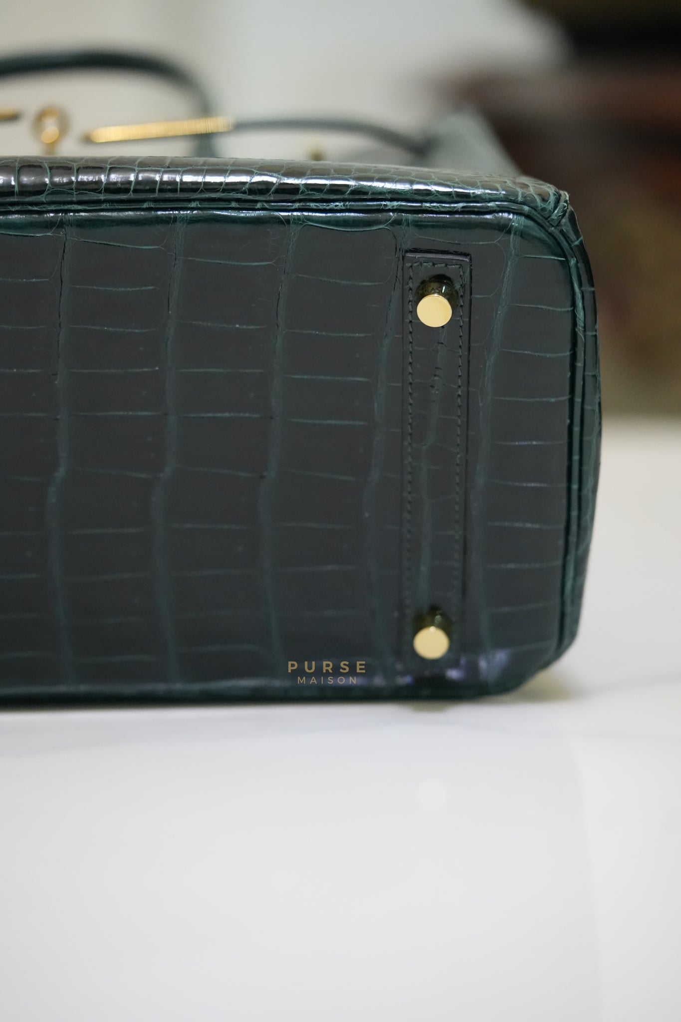 Hermès Birkin 30 Vert Fonce Shiny Porosus Crocodile Gold Hardware Stamp D (2019) | Purse Maison Luxury Bags Shop