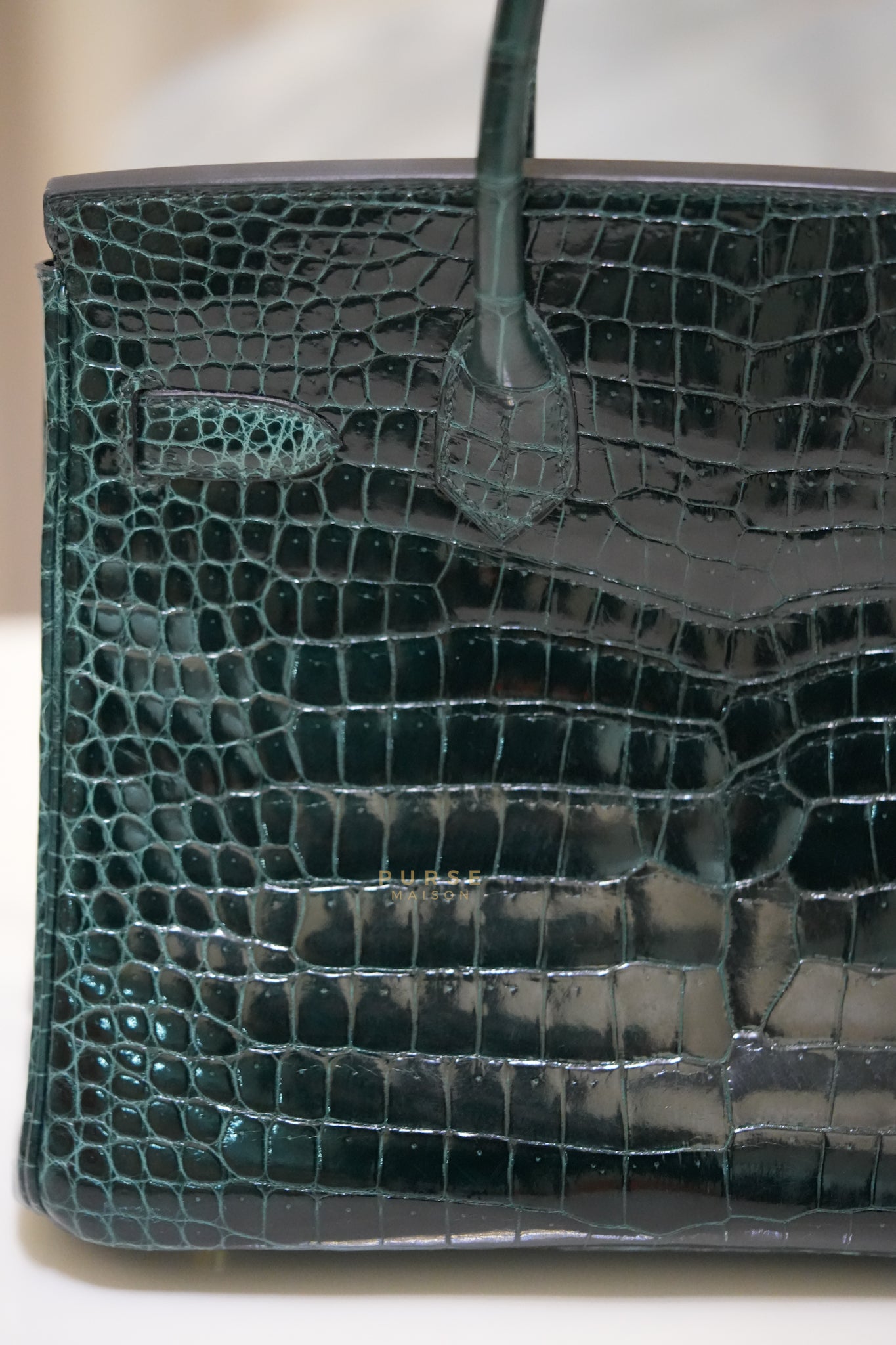 Hermès Birkin 30 Vert Fonce Shiny Porosus Crocodile Gold Hardware Stamp D (2019) | Purse Maison Luxury Bags Shop