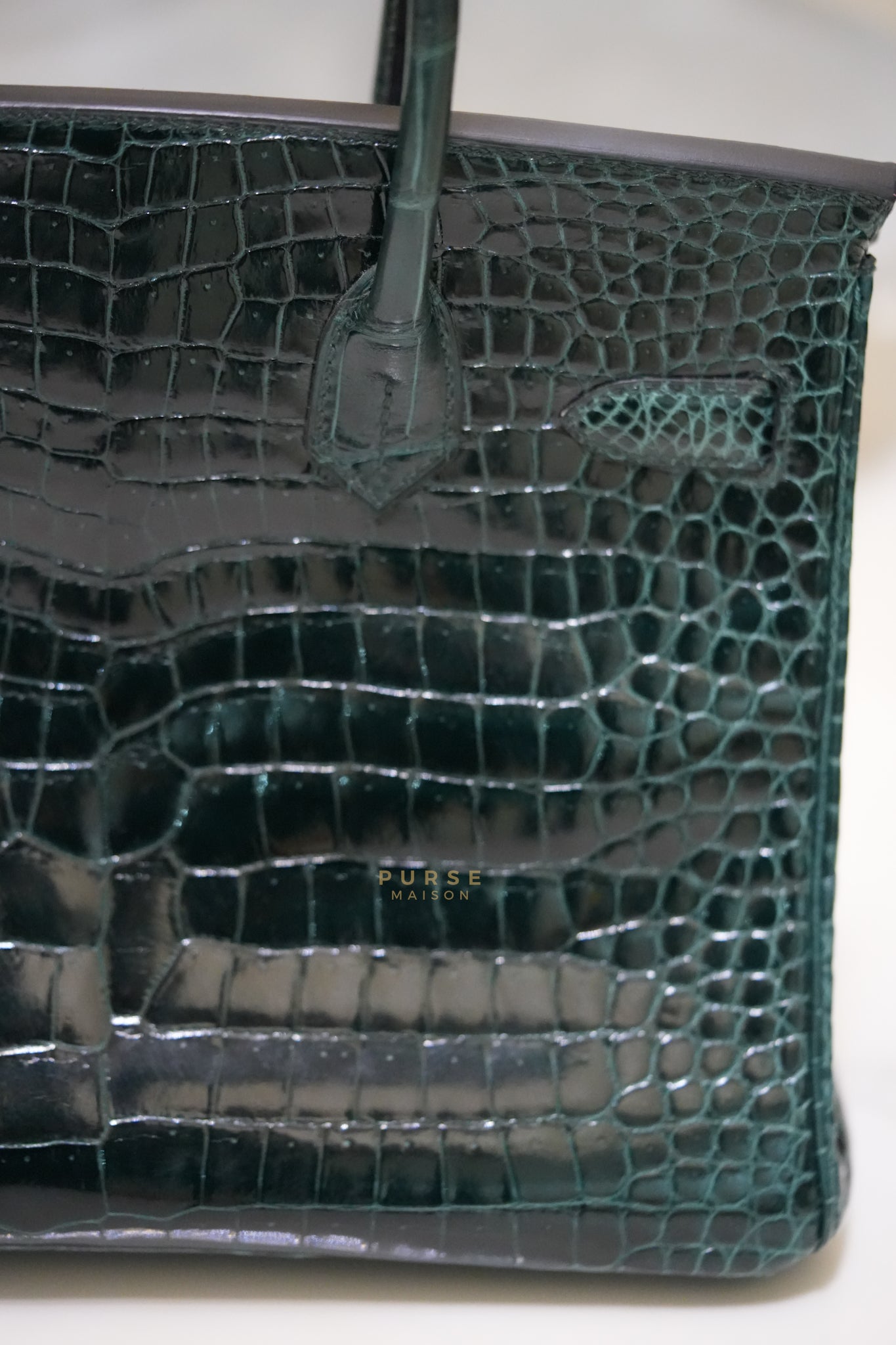 Hermès Birkin 30 Vert Fonce Shiny Porosus Crocodile Gold Hardware Stamp D (2019) | Purse Maison Luxury Bags Shop