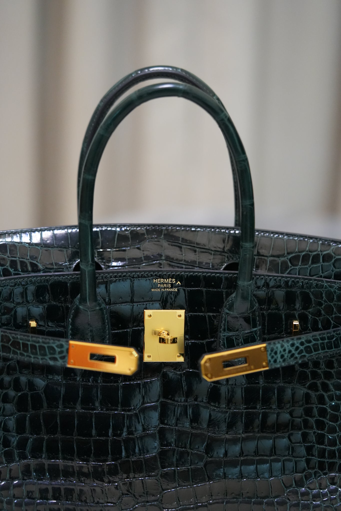Hermès Birkin 30 Vert Fonce Shiny Porosus Crocodile Gold Hardware Stamp D (2019) | Purse Maison Luxury Bags Shop