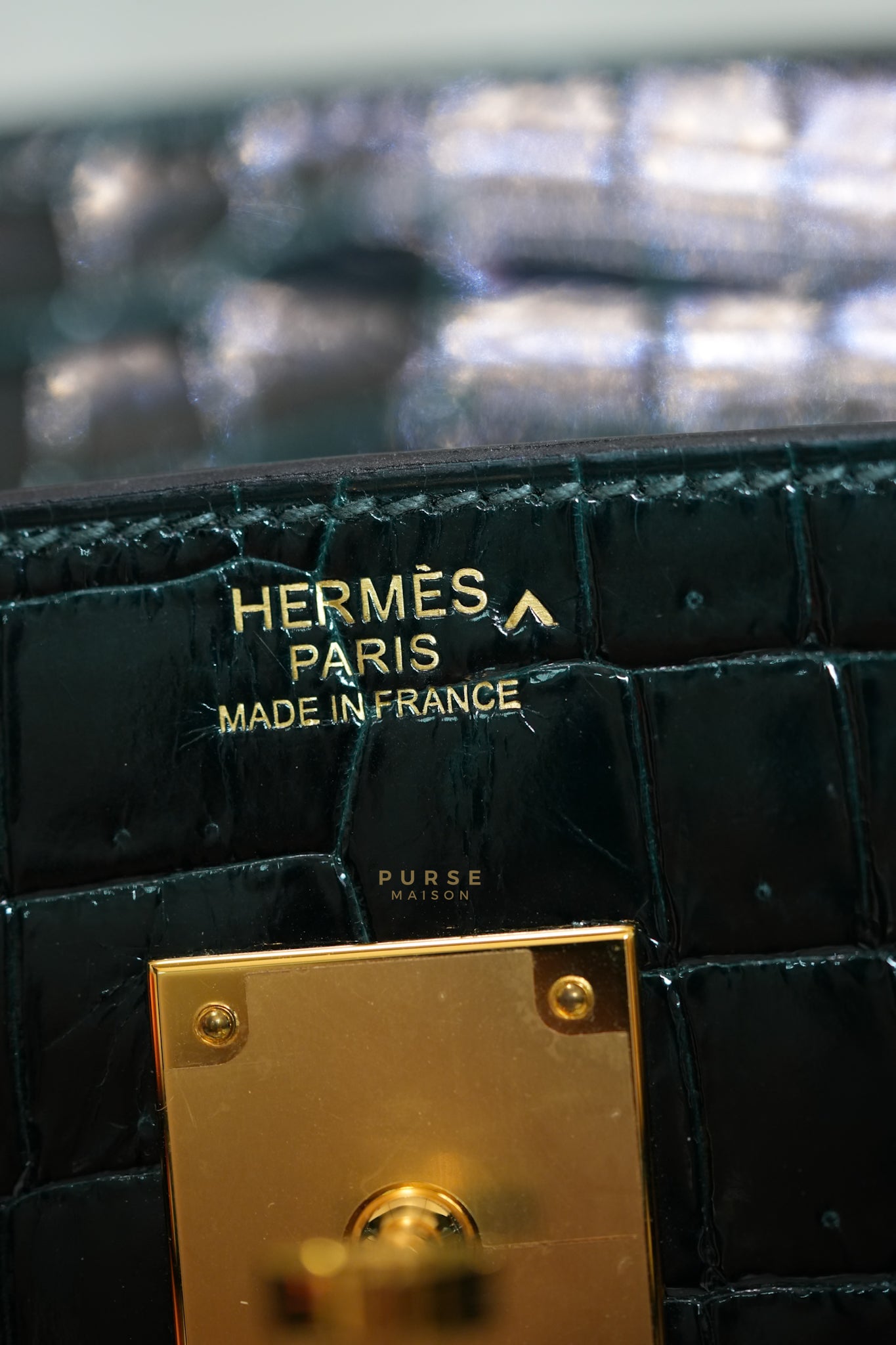 Hermès Birkin 30 Vert Fonce Shiny Porosus Crocodile Gold Hardware Stamp D (2019) | Purse Maison Luxury Bags Shop