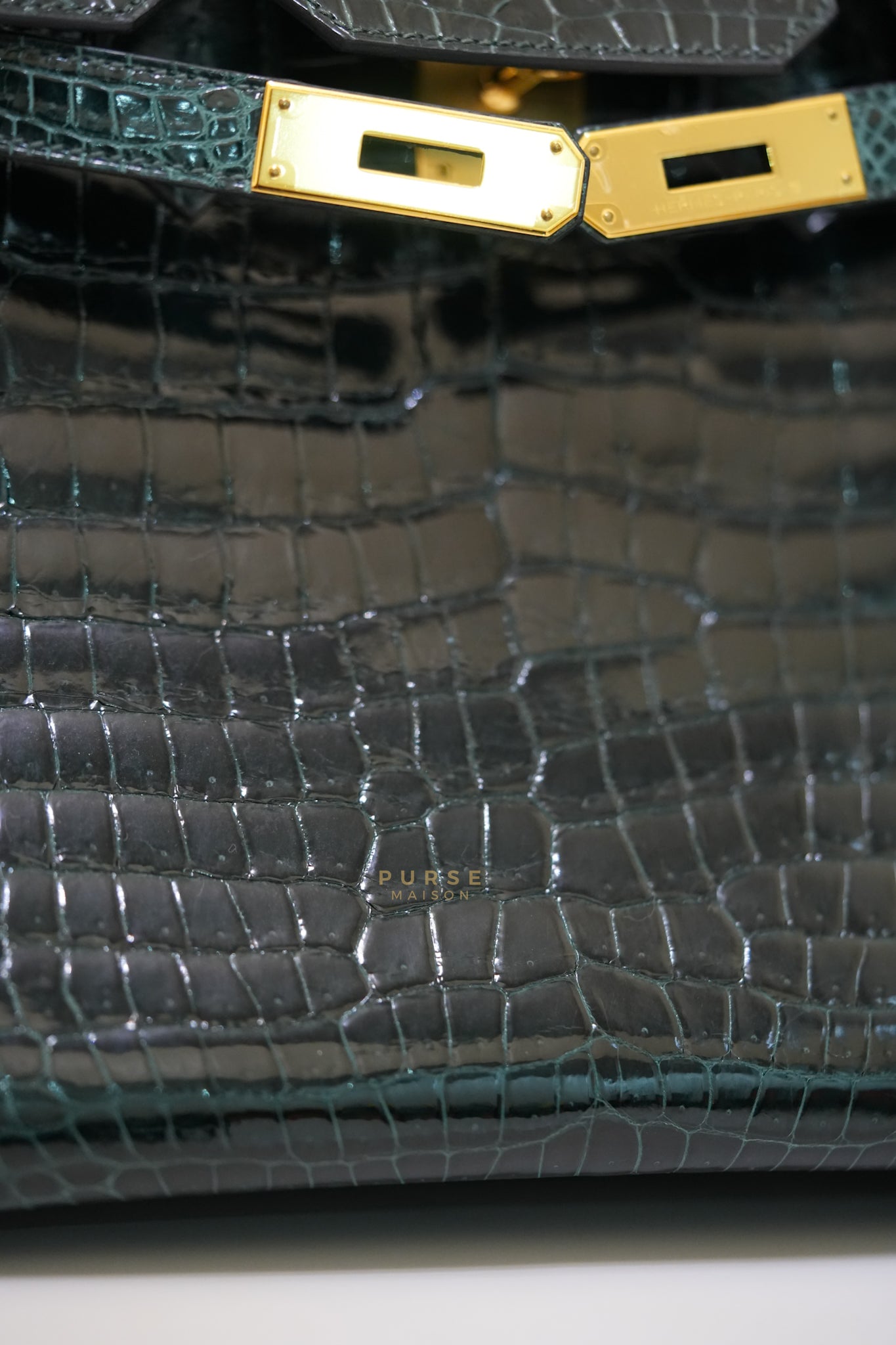 Hermès Birkin 30 Vert Fonce Shiny Porosus Crocodile Gold Hardware Stamp D (2019) | Purse Maison Luxury Bags Shop