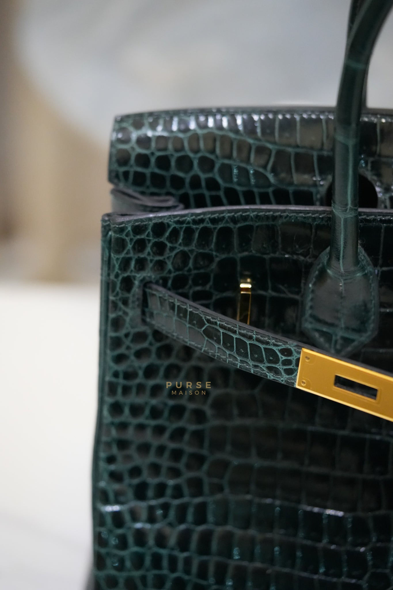 Hermès Birkin 30 Vert Fonce Shiny Porosus Crocodile Gold Hardware Stamp D (2019) | Purse Maison Luxury Bags Shop