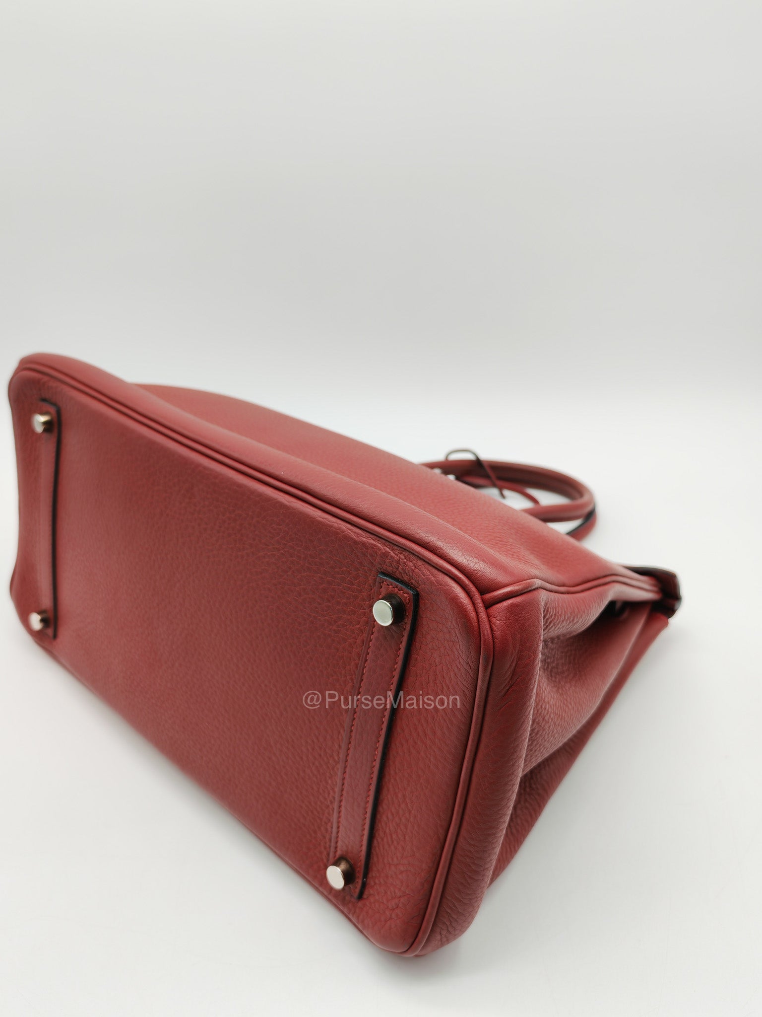 Hermes Birkin 35 in Rubis Clemence Leather Palladium Hardware Stamp Square P(2012) | Purse Maison Luxury Bags Shop