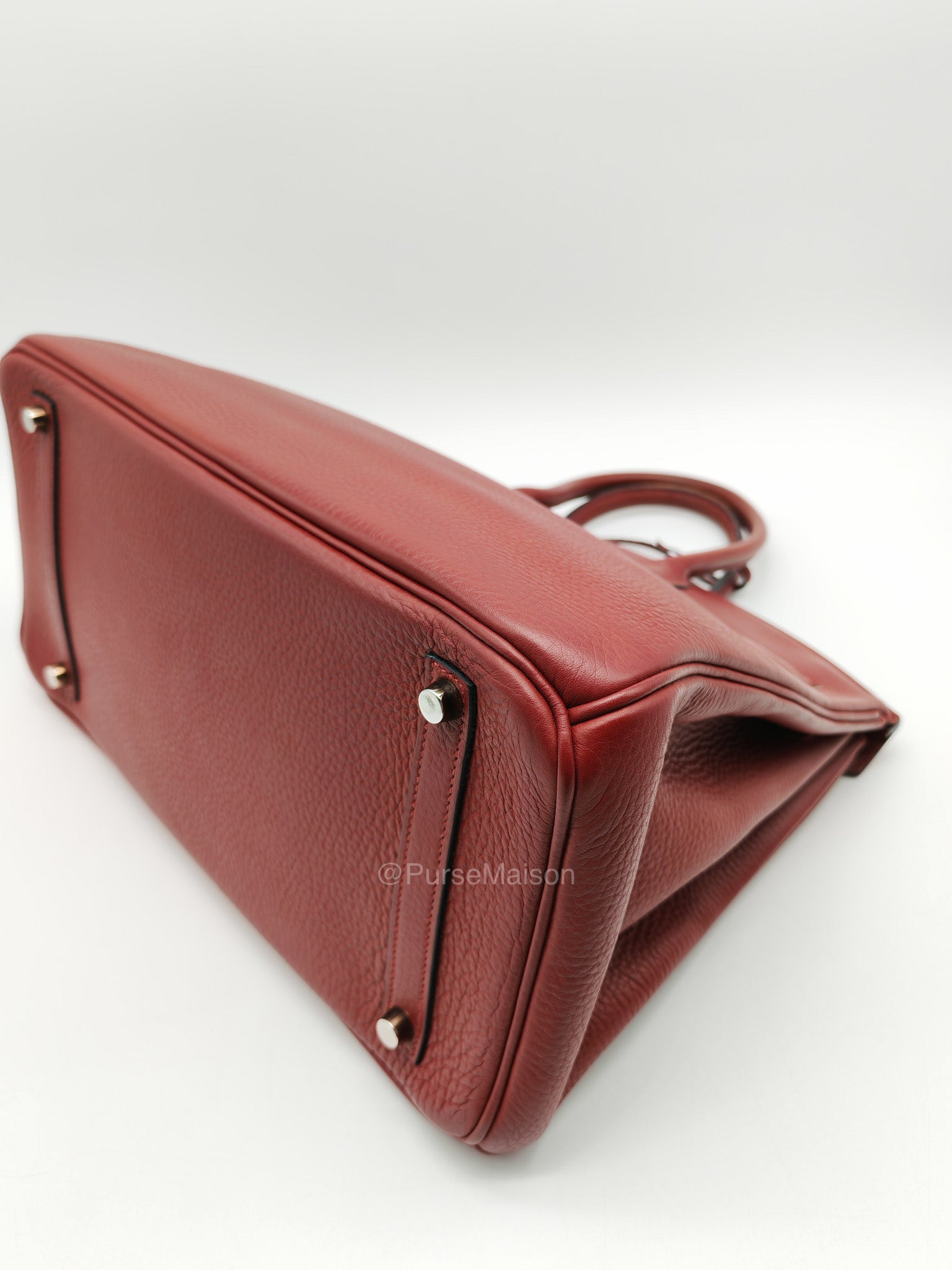 Hermes Birkin 35 in Rubis Clemence Leather Palladium Hardware Stamp Square P(2012) | Purse Maison Luxury Bags Shop