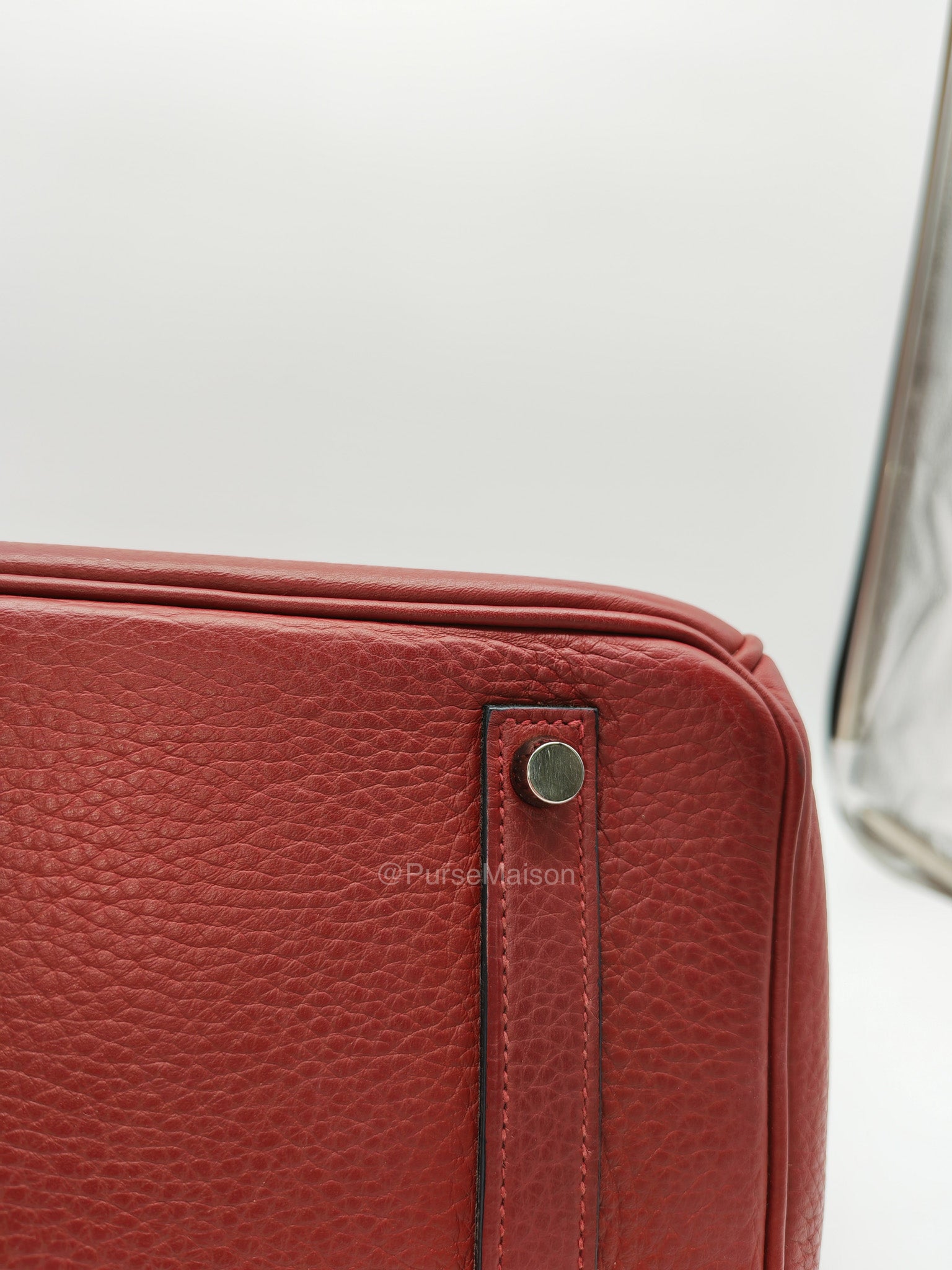 Hermes Birkin 35 in Rubis Clemence Leather Palladium Hardware Stamp Square P(2012) | Purse Maison Luxury Bags Shop