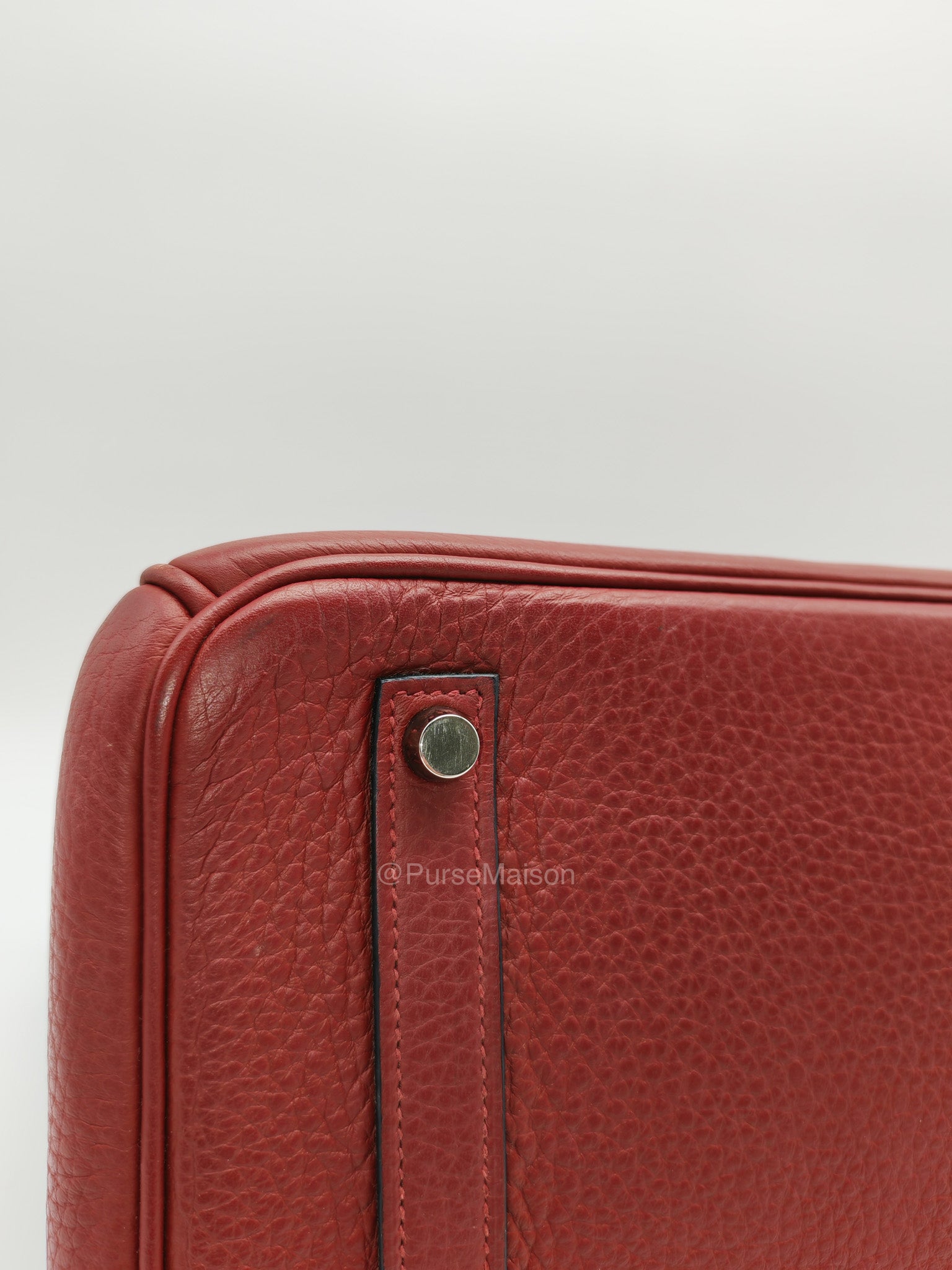Hermes Birkin 35 in Rubis Clemence Leather Palladium Hardware Stamp Square P(2012) | Purse Maison Luxury Bags Shop