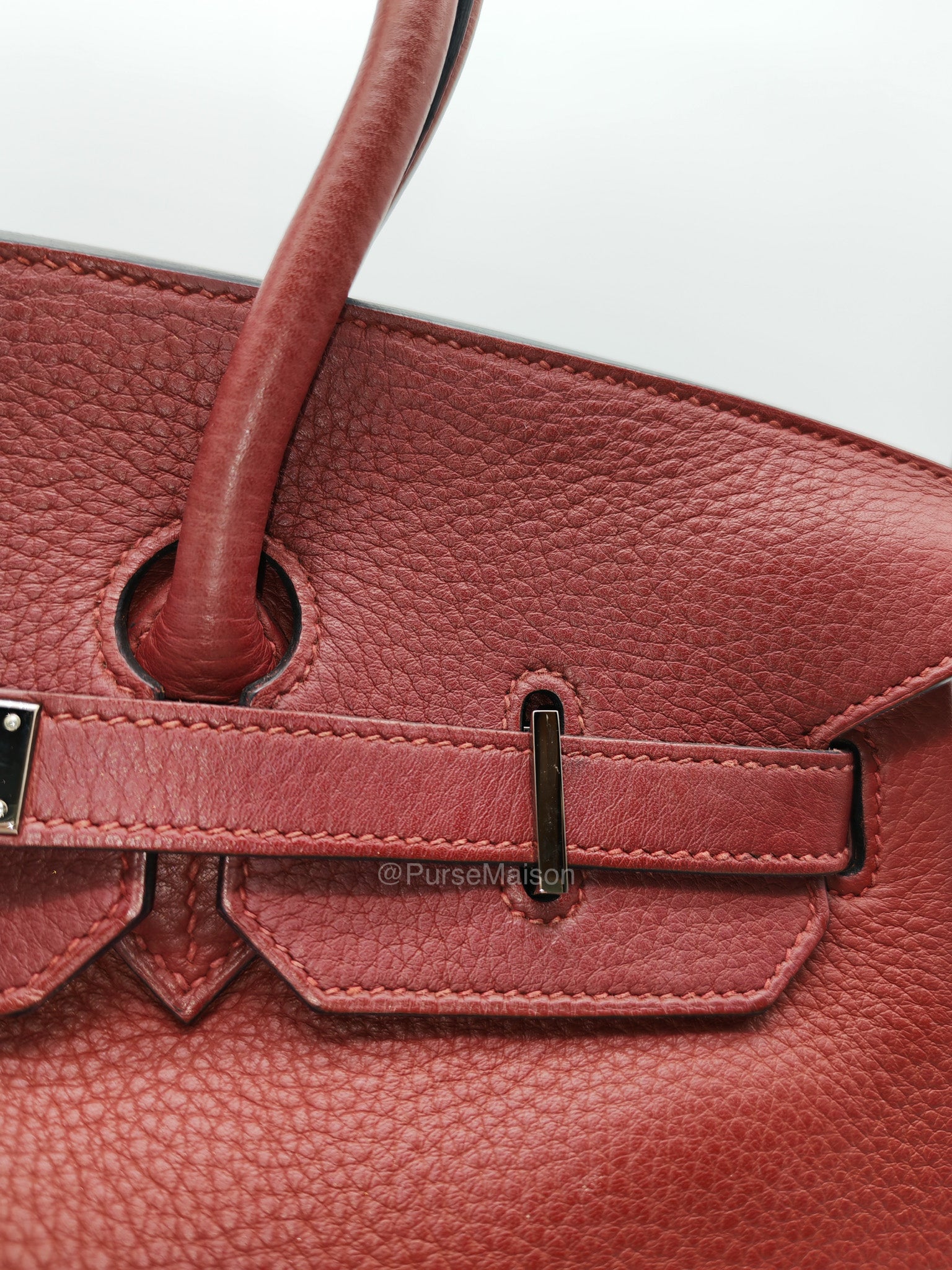 Hermes Birkin 35 in Rubis Clemence Leather Palladium Hardware Stamp Square P(2012) | Purse Maison Luxury Bags Shop
