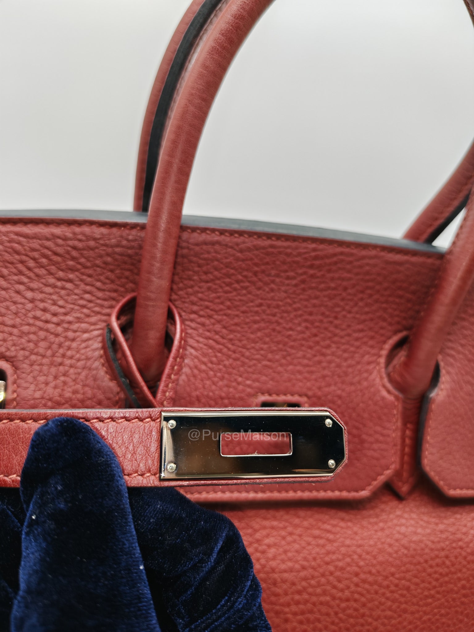 Hermes Birkin 35 in Rubis Clemence Leather Palladium Hardware Stamp Square P(2012) | Purse Maison Luxury Bags Shop