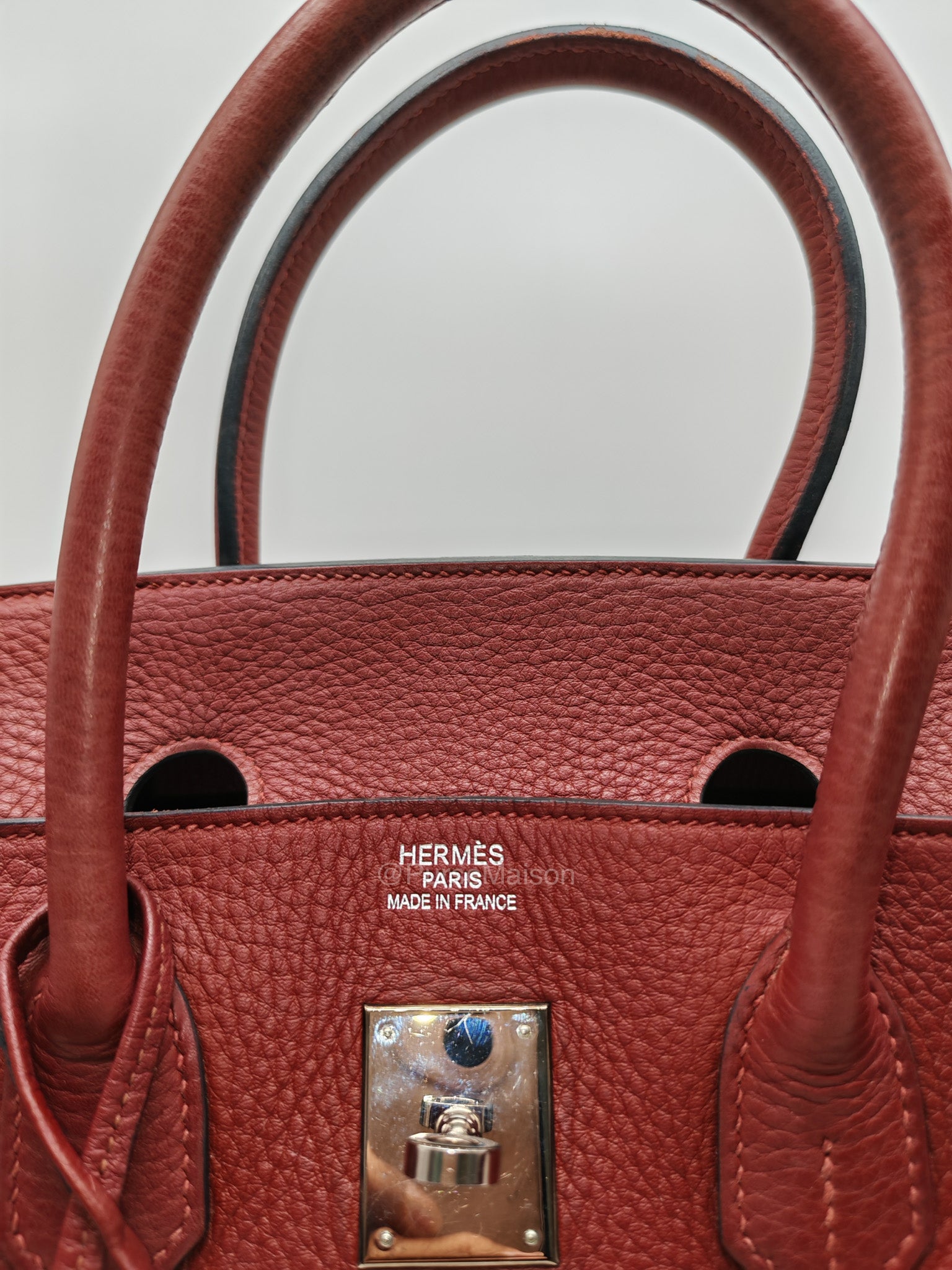 Hermes Birkin 35 in Rubis Clemence Leather Palladium Hardware Stamp Square P(2012) | Purse Maison Luxury Bags Shop