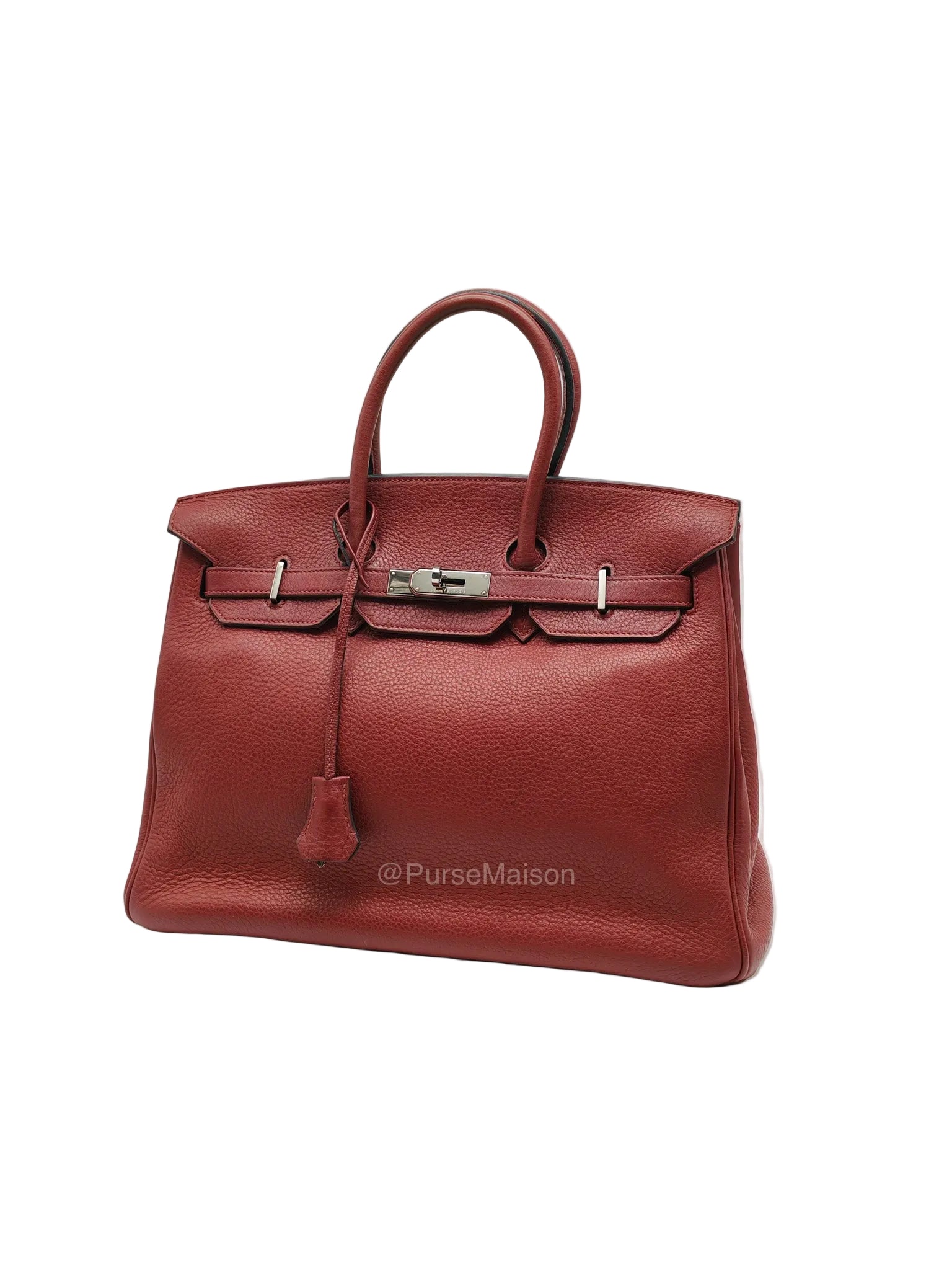 Hermes Birkin 35 in Rubis Clemence Leather Palladium Hardware Stamp Square P(2012) | Purse Maison Luxury Bags Shop