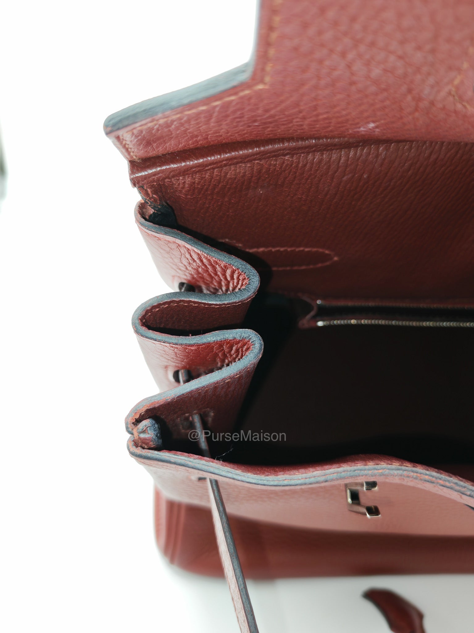 Hermes Birkin 35 in Rubis Clemence Leather Palladium Hardware Stamp Square P(2012) | Purse Maison Luxury Bags Shop