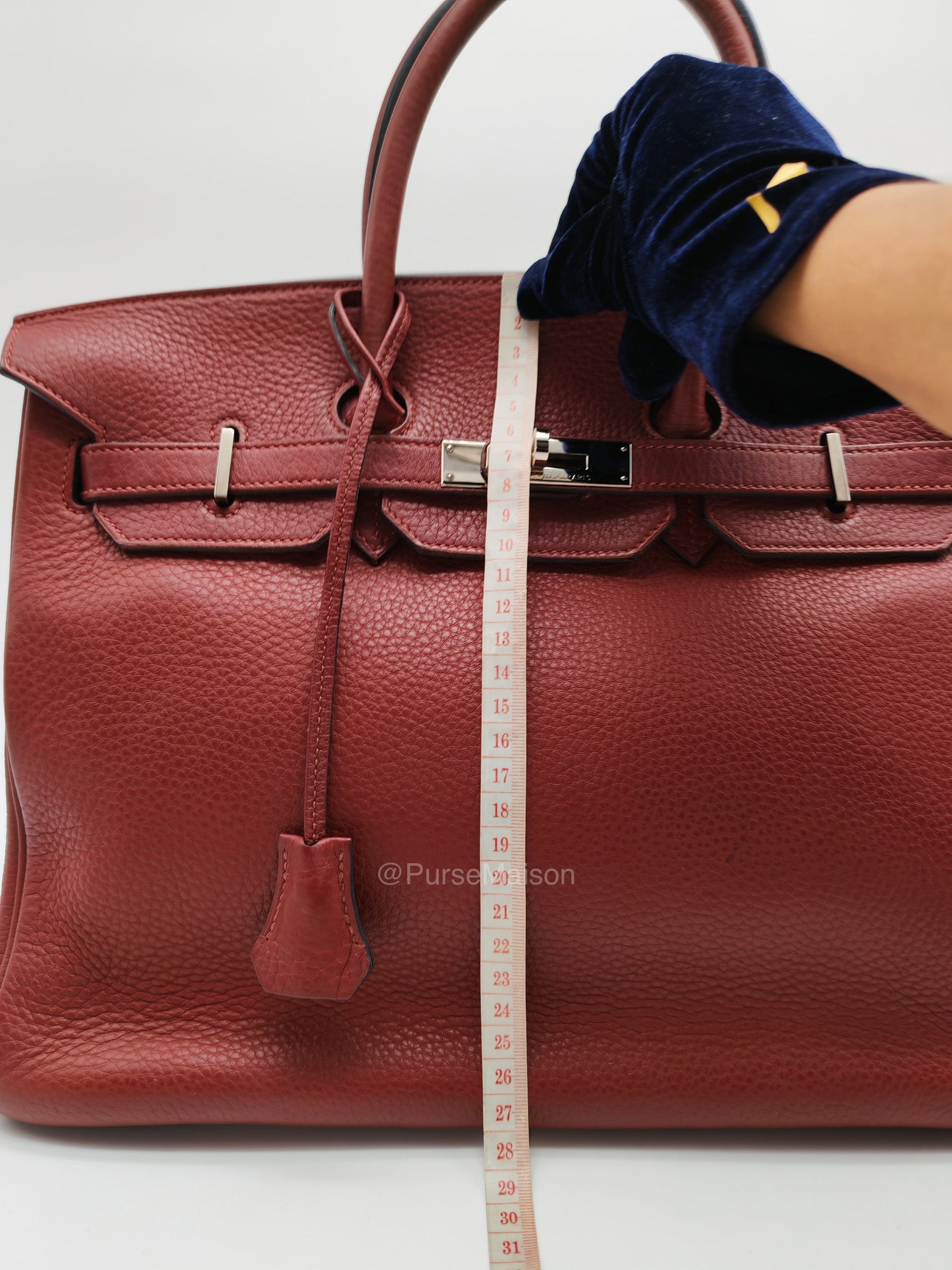 Hermes Birkin 35 in Rubis Clemence Leather Palladium Hardware Stamp Square P(2012) | Purse Maison Luxury Bags Shop