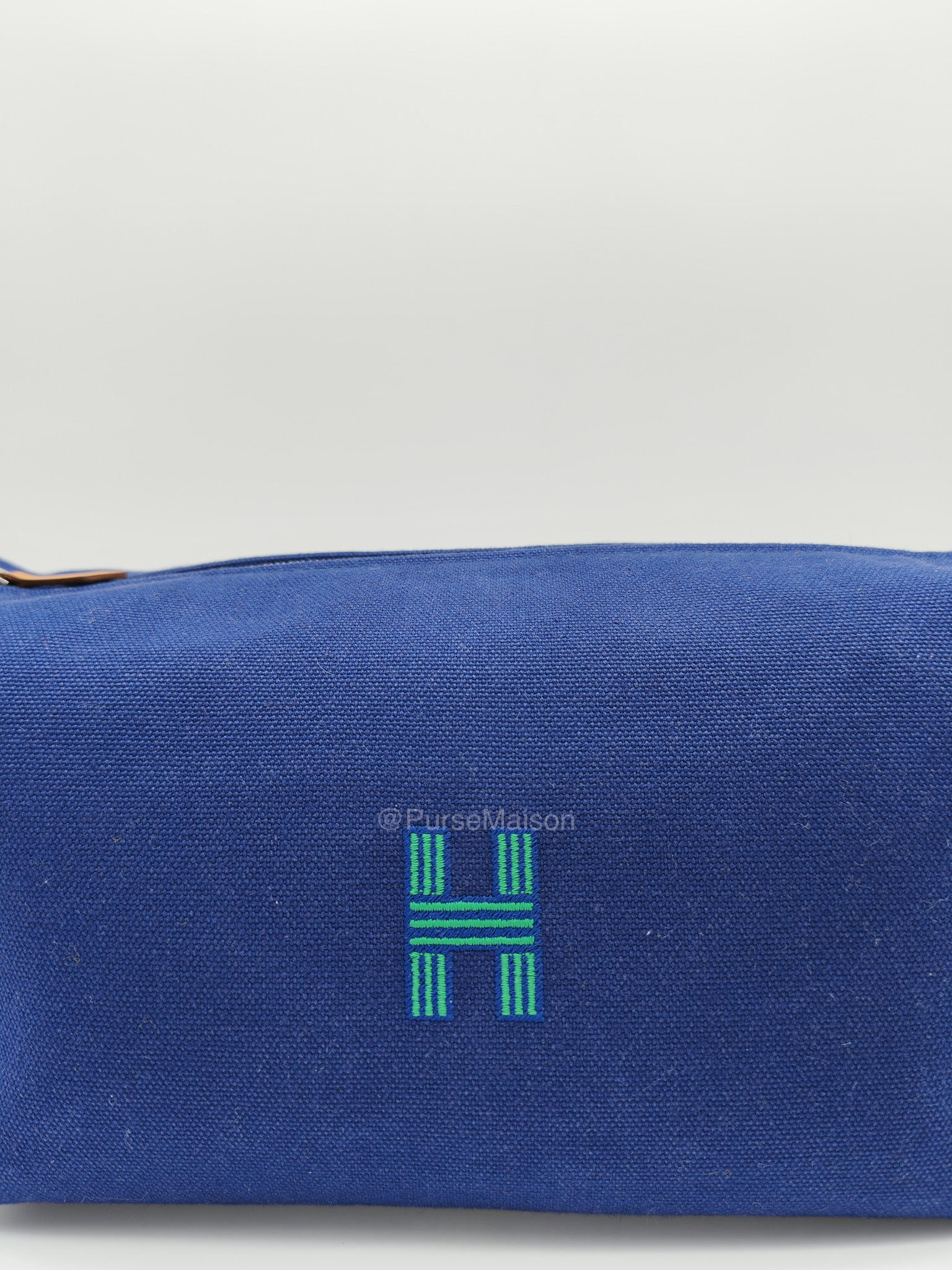 Hermes Bride-A-Brac Toiletry Vanity Case in Blue/Green Cotton Canvas and Palladium Hardware | Purse Maison Luxury Bags Shop