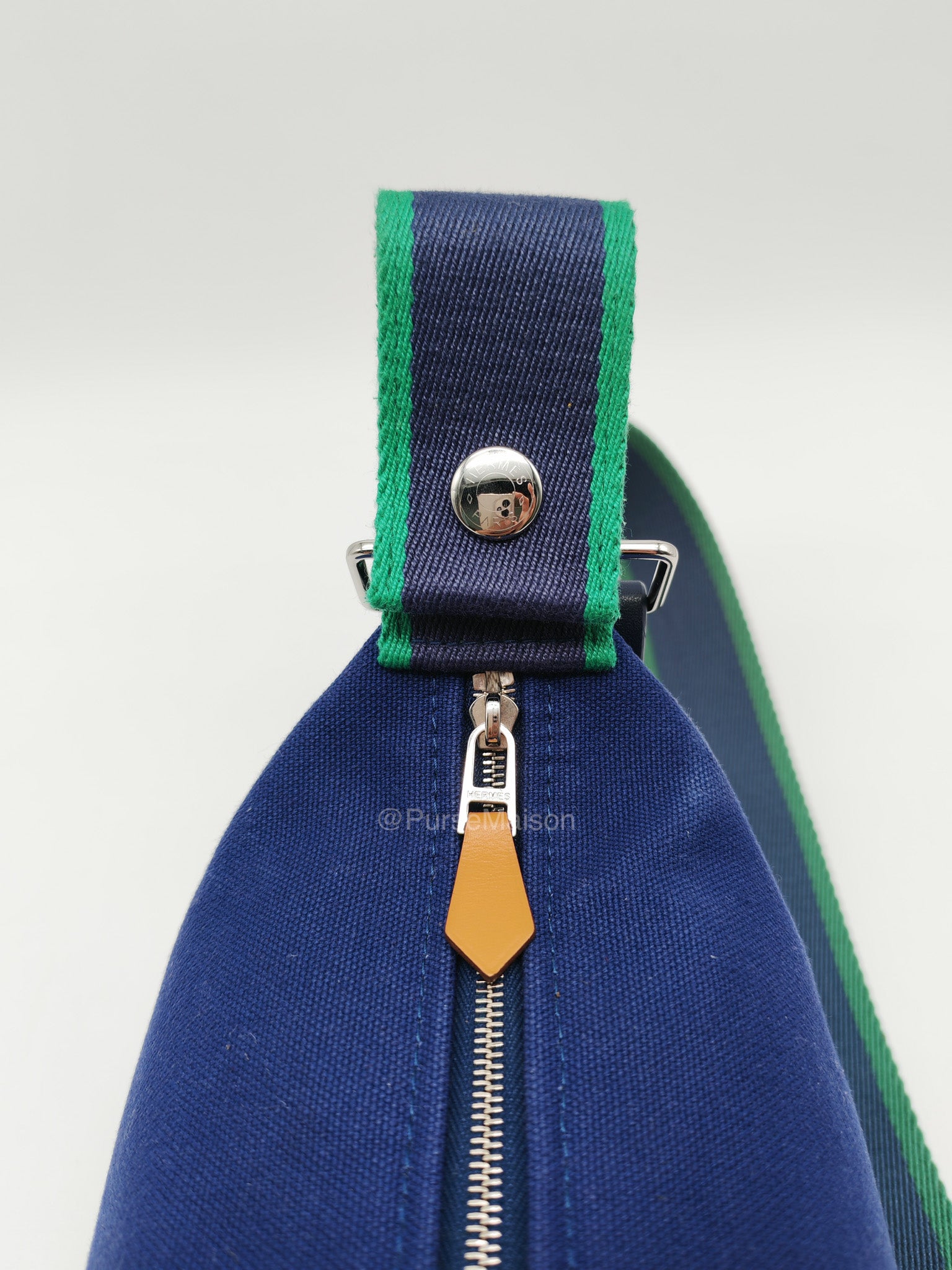 Hermes Bride-A-Brac Toiletry Vanity Case in Blue/Green Cotton Canvas and Palladium Hardware | Purse Maison Luxury Bags Shop