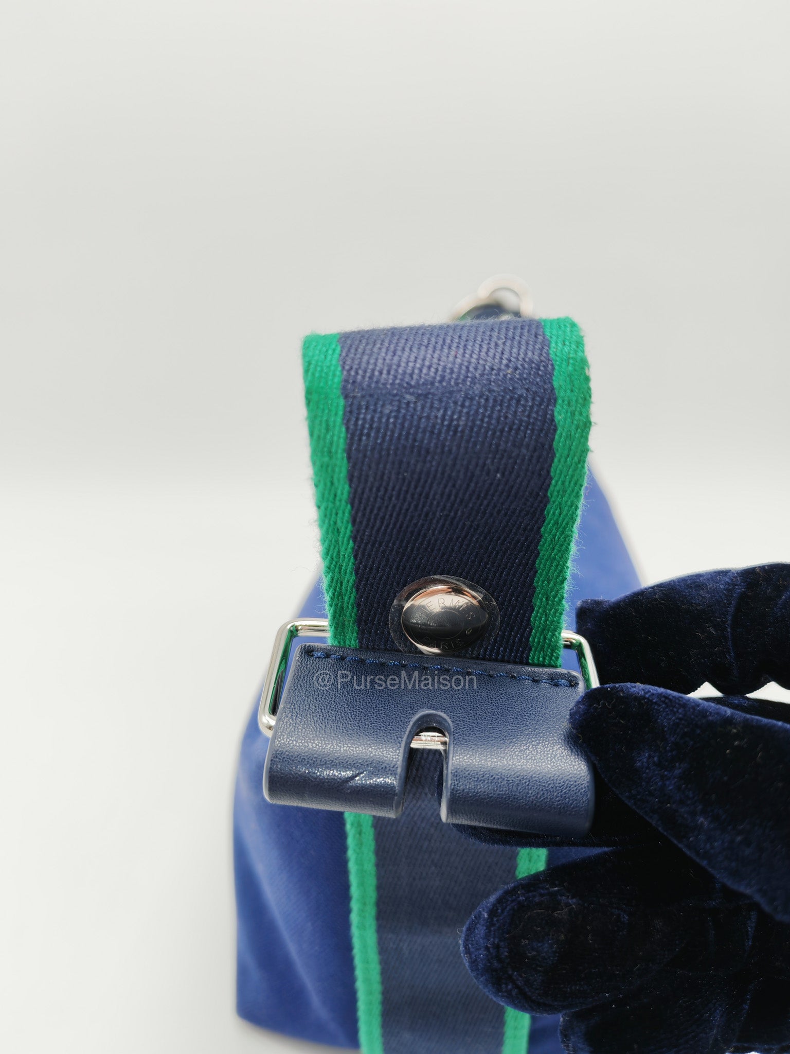 Hermes Bride-A-Brac Toiletry Vanity Case in Blue/Green Cotton Canvas and Palladium Hardware | Purse Maison Luxury Bags Shop