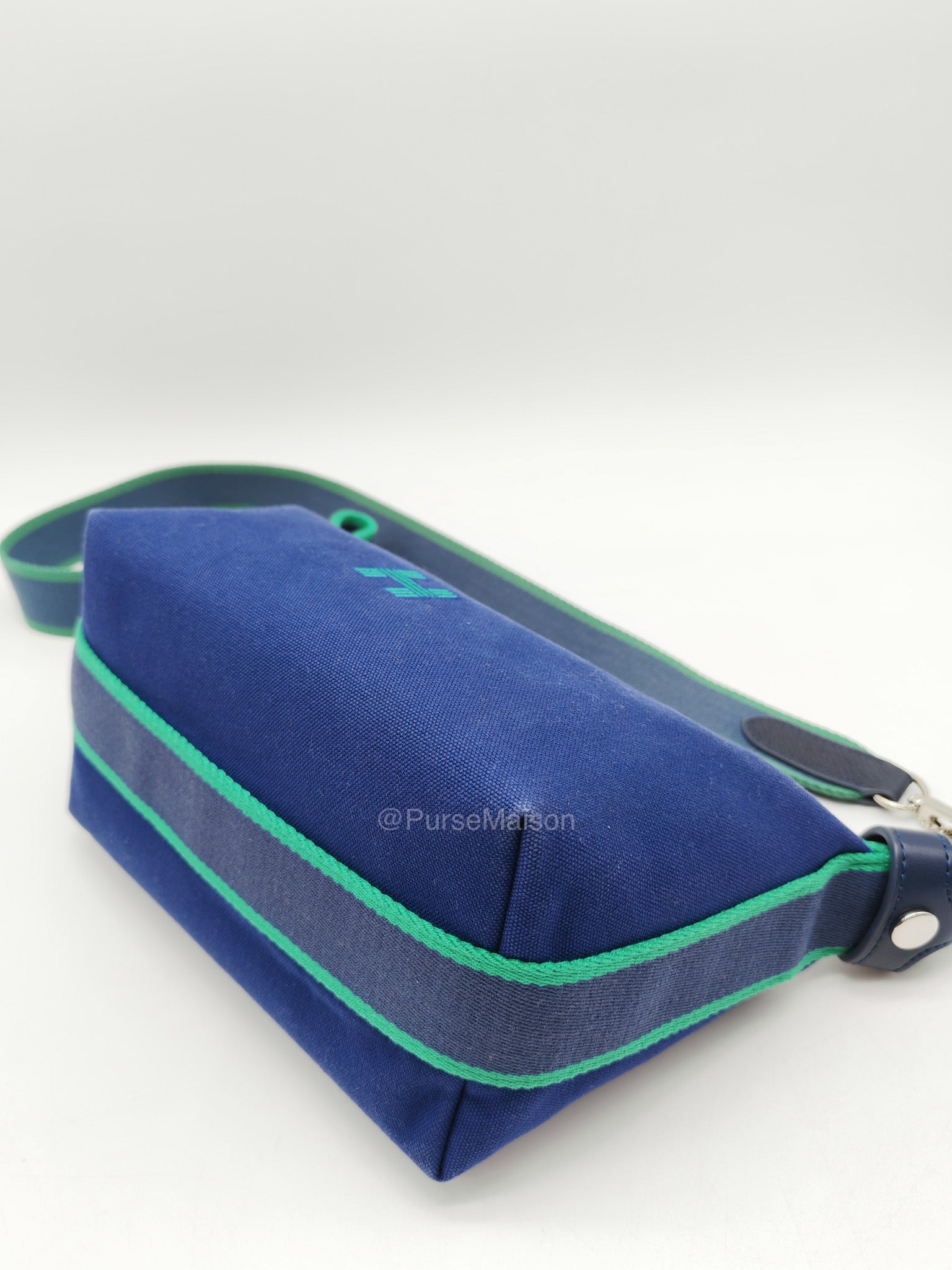 Hermes Bride-A-Brac Toiletry Vanity Case in Blue/Green Cotton Canvas and Palladium Hardware | Purse Maison Luxury Bags Shop