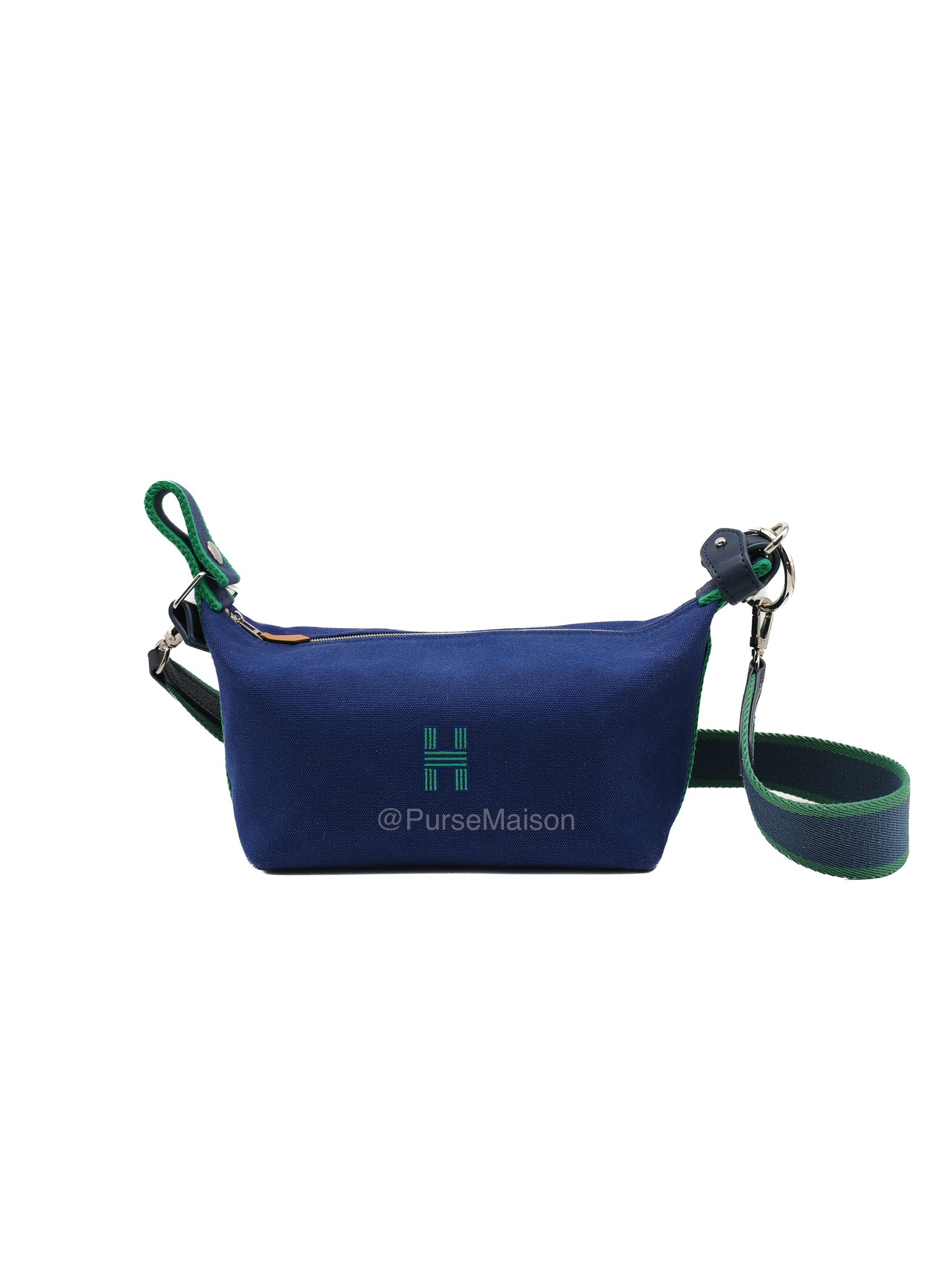 Hermes Bride-A-Brac Toiletry Vanity Case in Blue/Green Cotton Canvas and Palladium Hardware | Purse Maison Luxury Bags Shop