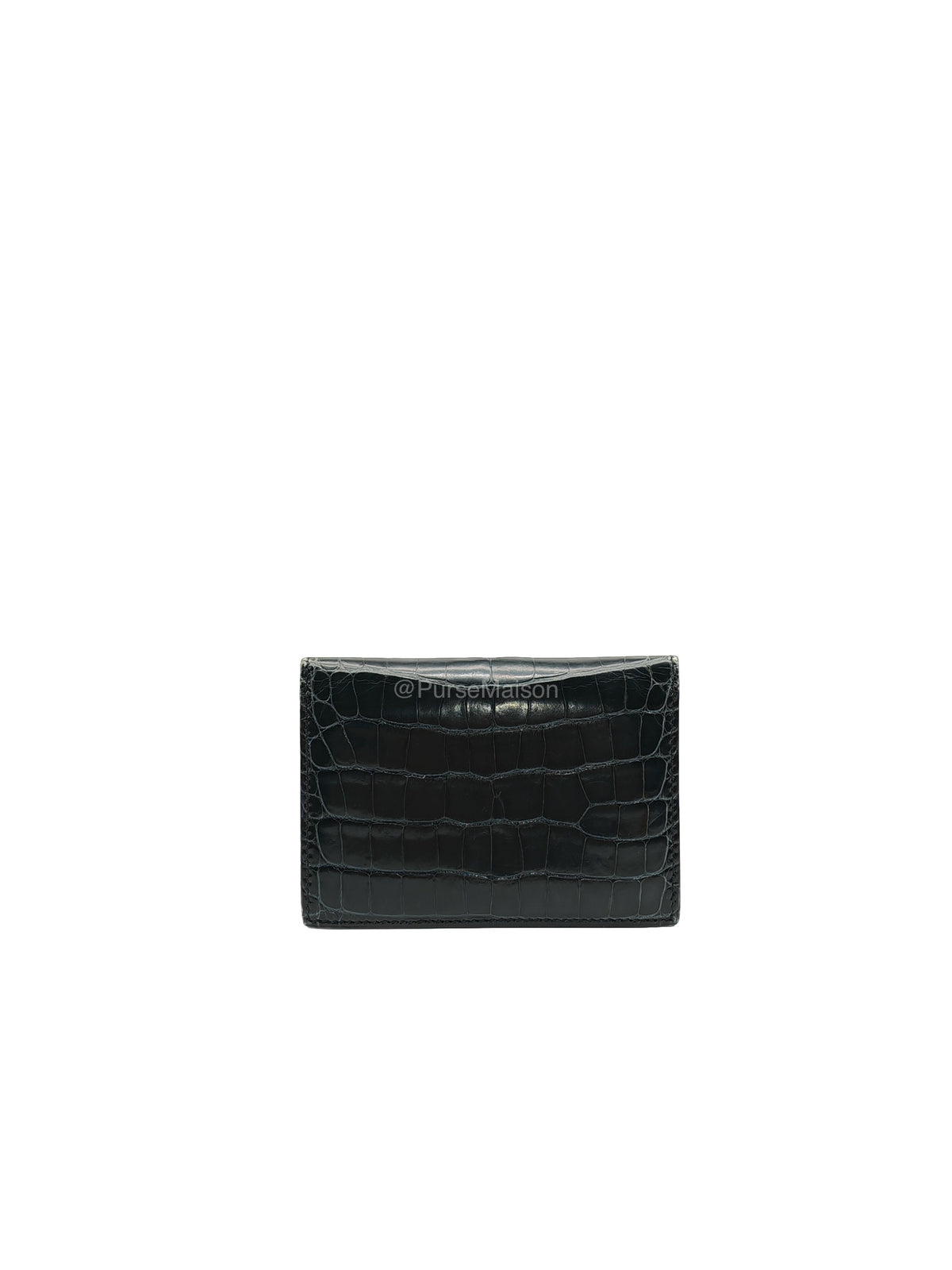 Hermes Card Holder in Vert Fonce Shiny Alligator Leather Stamp Y(2020) | Purse Maison Luxury Bags Shop
