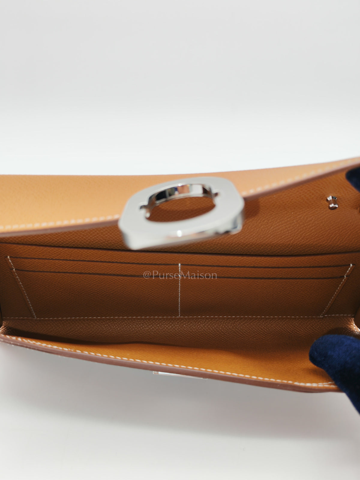 Maillon Wallet To Go in Gold Epsom Leather & Palladium Hardware Stamp B (2023) | Purse Maison Luxury Bags Shop