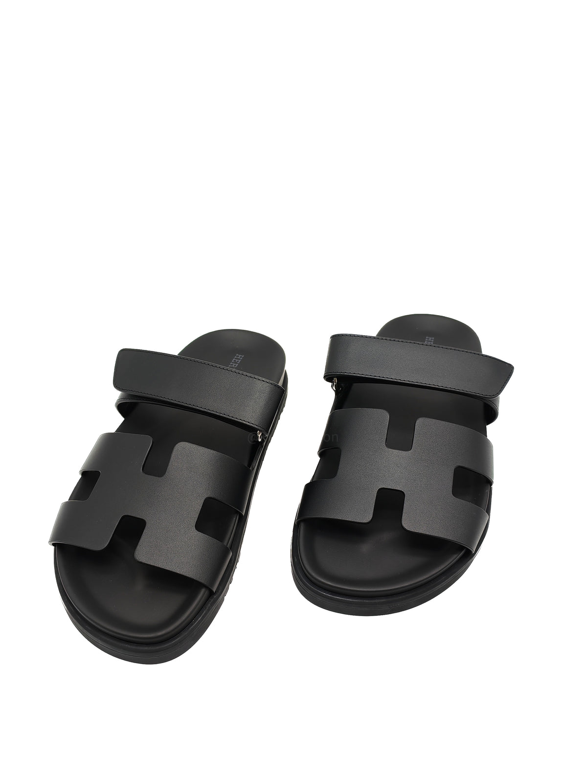 Hermes Chypre Sandals in Black/Noir Calfskin Leather Size 37 EU (24 cm) | Purse Maison Luxury Bags Shop
