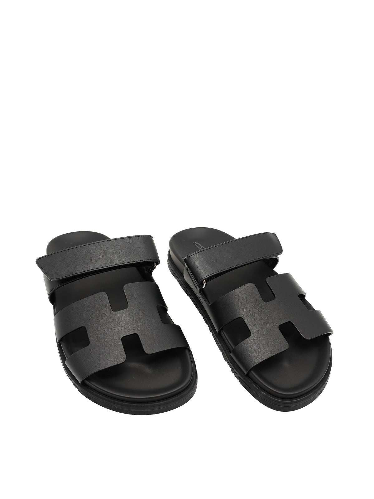 Hermes Chypre Sandals in Black/Noir Calfskin Leather Size 37 EU (24 cm) | Purse Maison Luxury Bags Shop