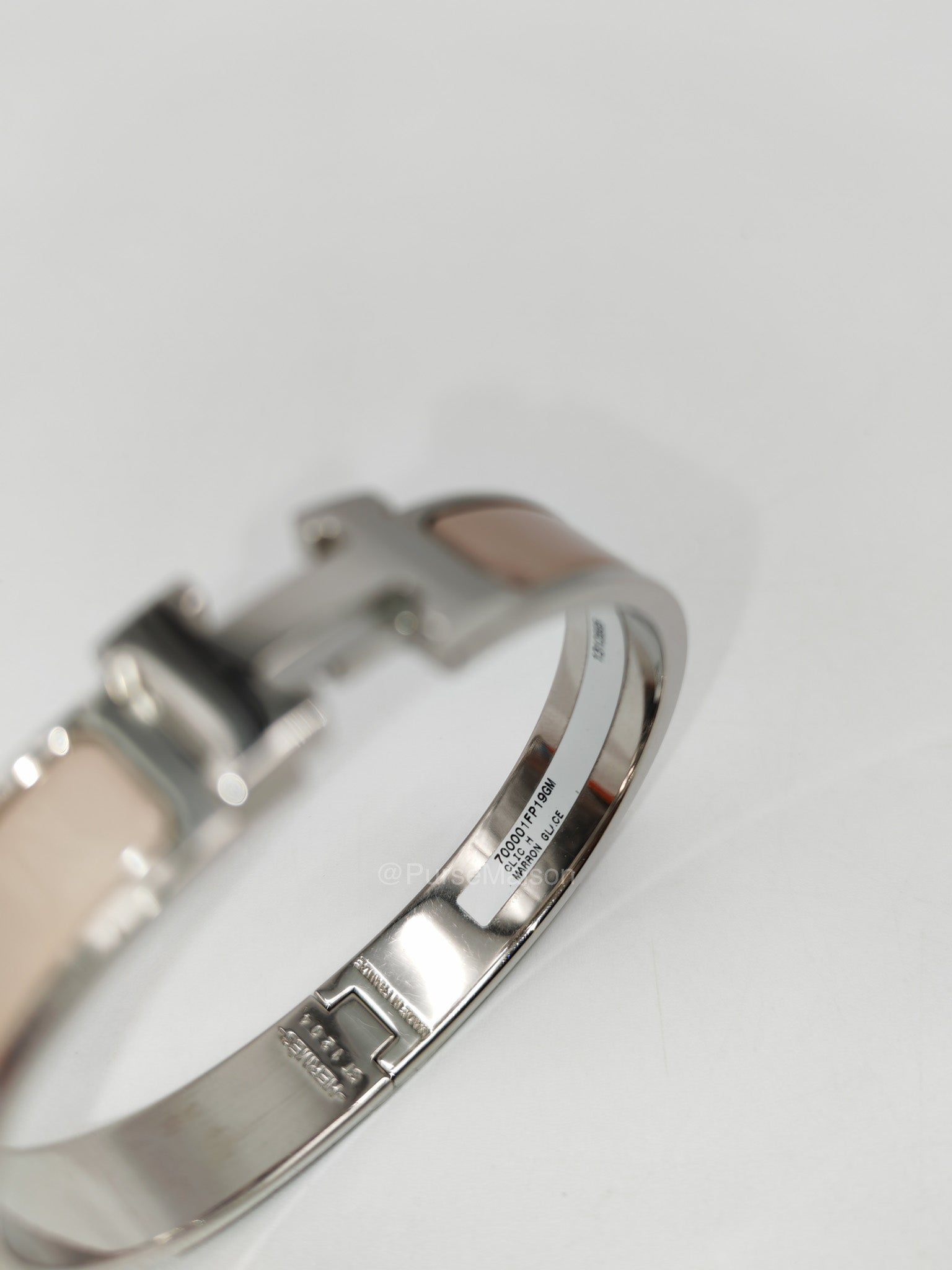 Hermes Clic H Bracelet GM in Marron Glacé Enamel Palladium Hardware | Purse Maison Luxury Bags Shop