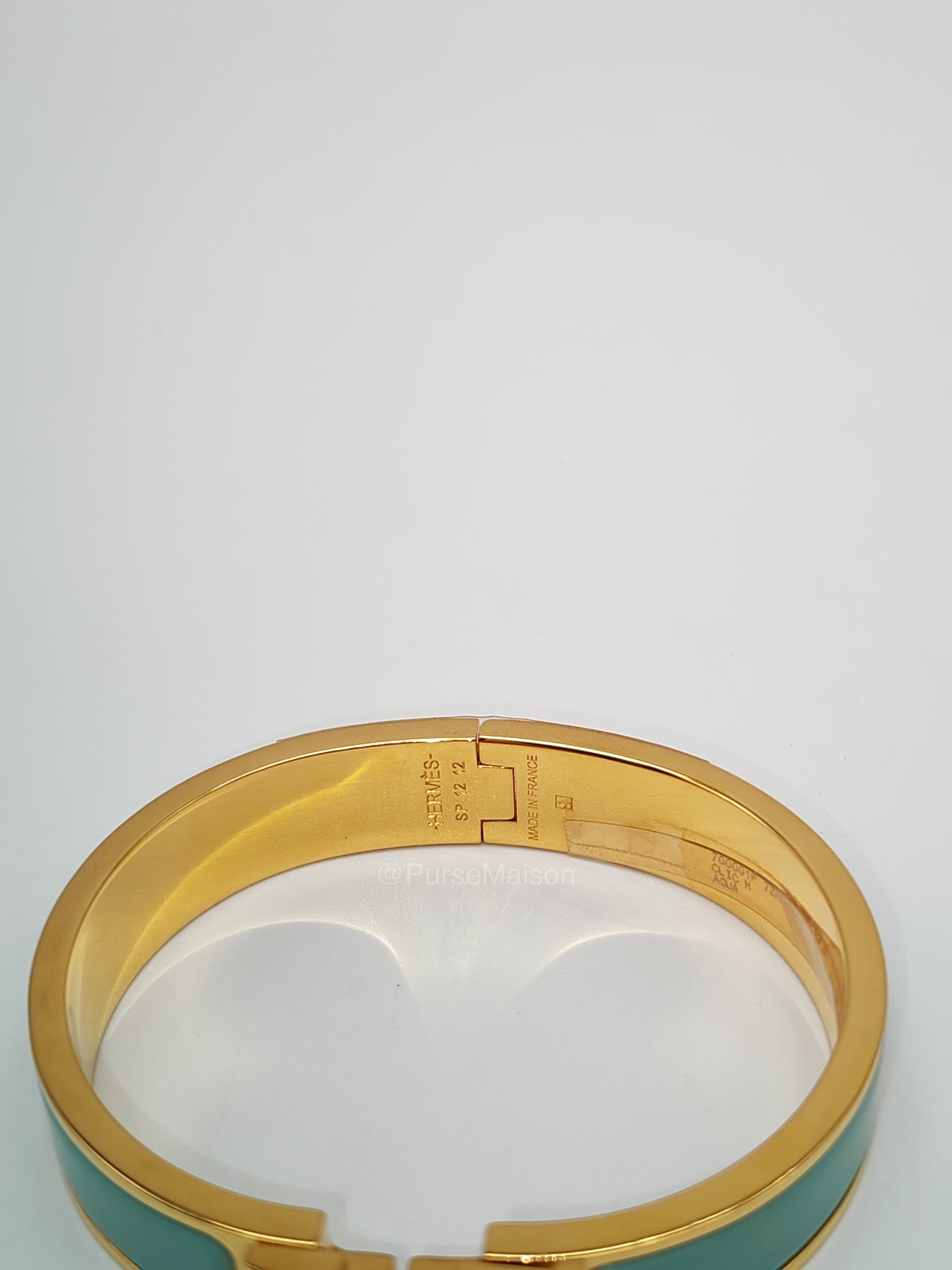 Hermes Clic H Bracelet PM in Vert Aqua Enamel Gold Hardware | Purse Maison Luxury Bags Shop