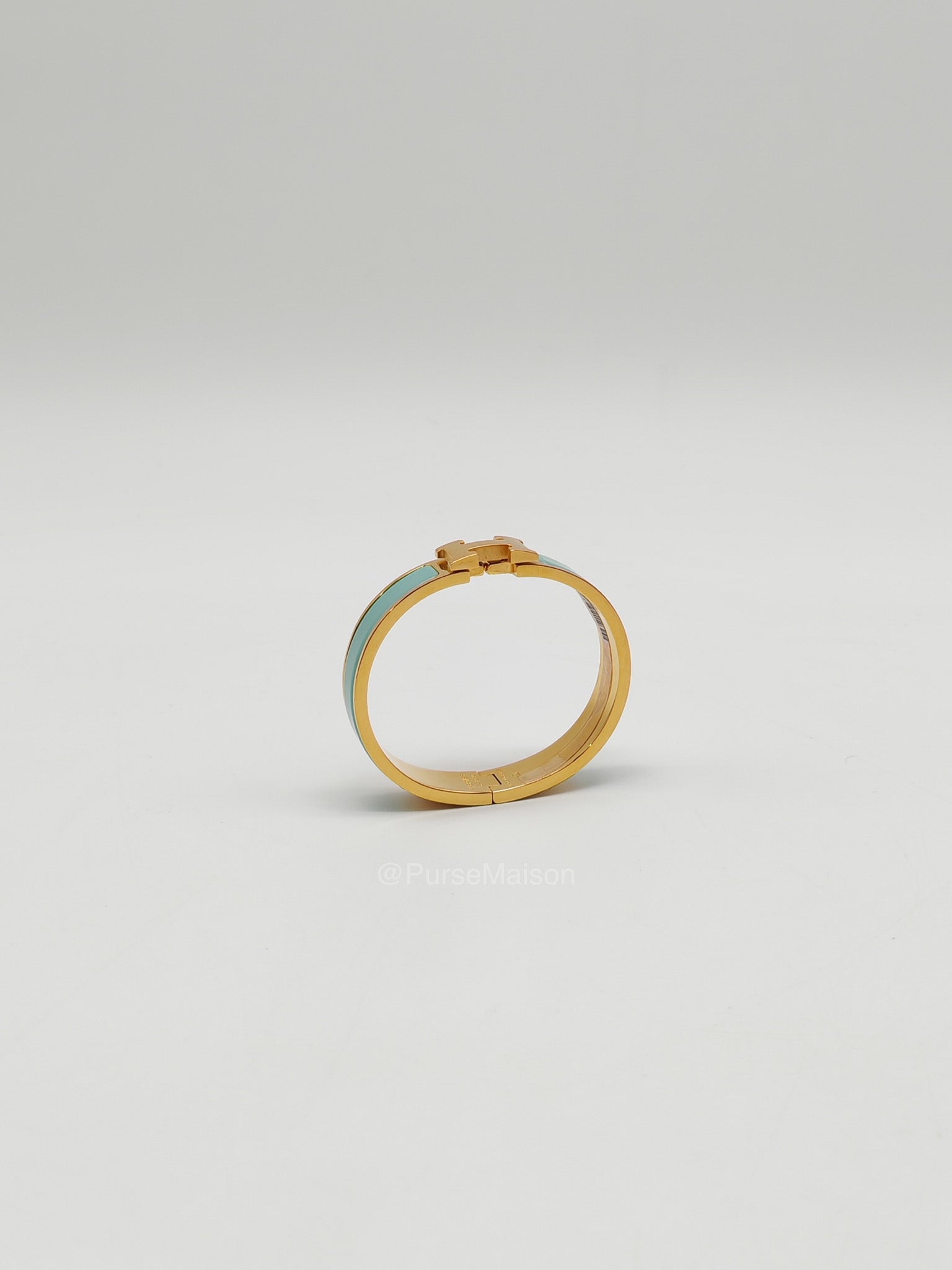 Hermes Clic H Bracelet PM in Vert Aqua Enamel Gold Hardware | Purse Maison Luxury Bags Shop
