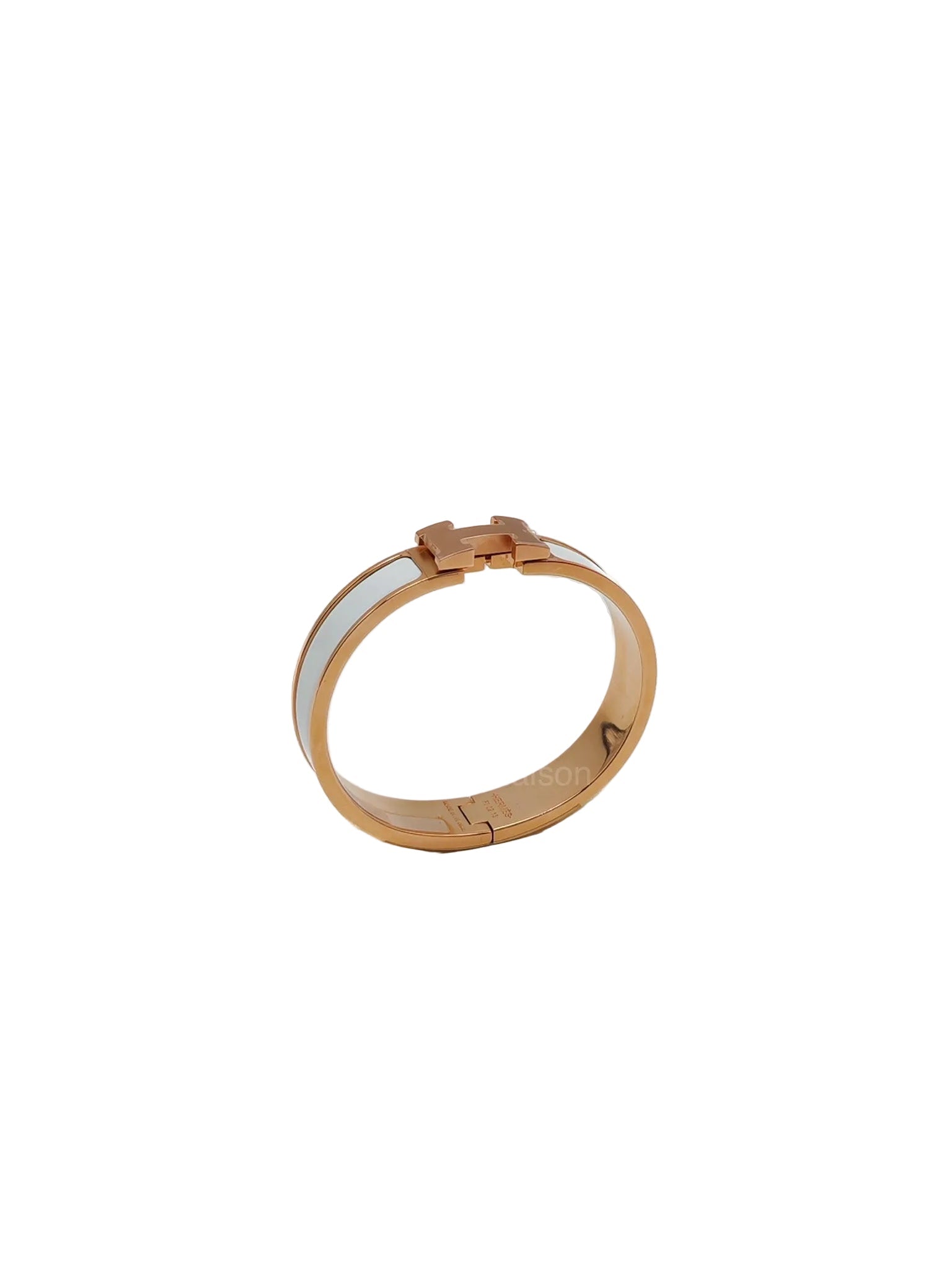 Hermes Clic H PM White Enamel Rosegold Hardware Bracelet | Purse Maison Luxury Bags Shop
