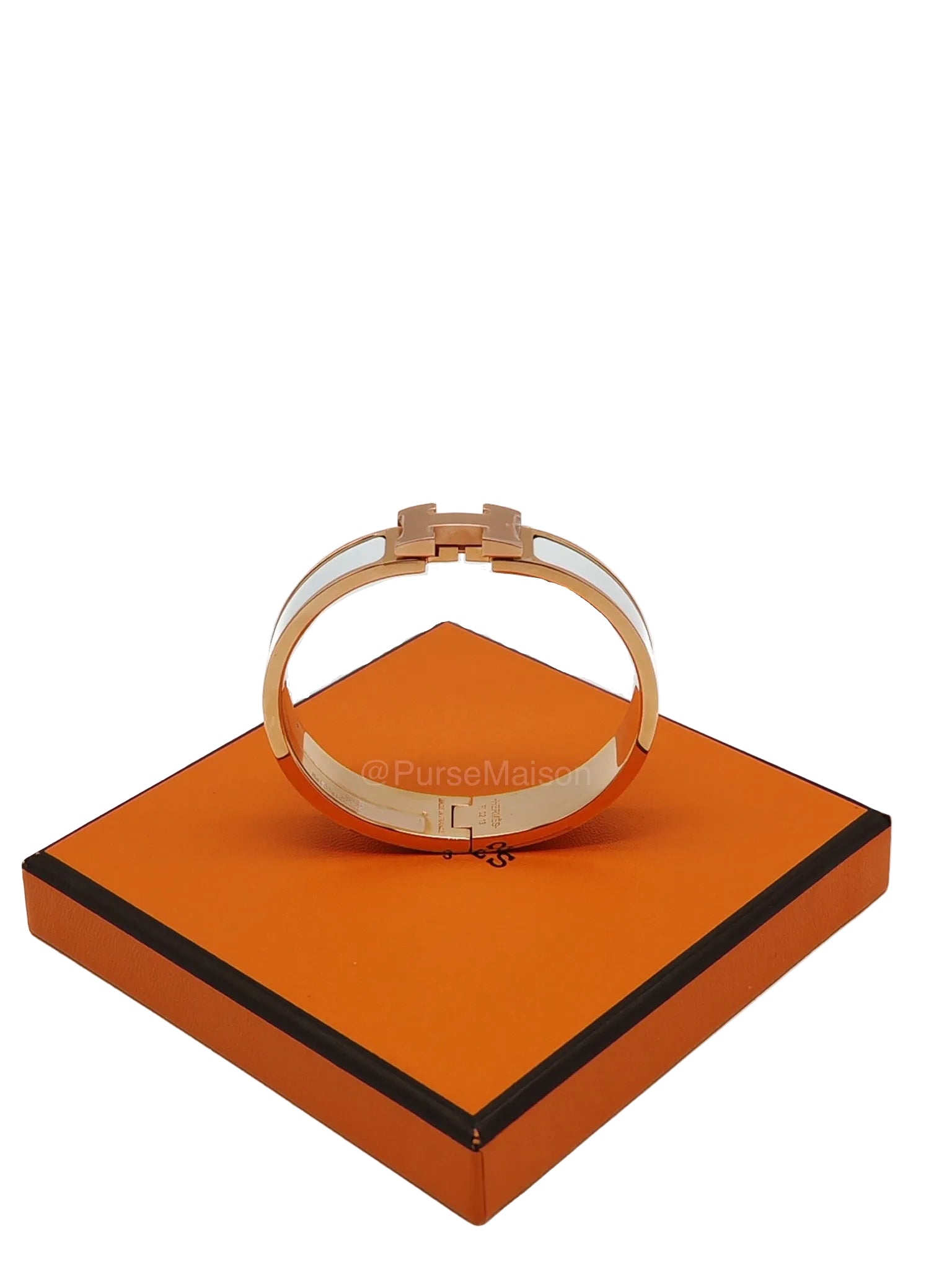 Hermes Clic H PM White Enamel Rosegold Hardware Bracelet | Purse Maison Luxury Bags Shop